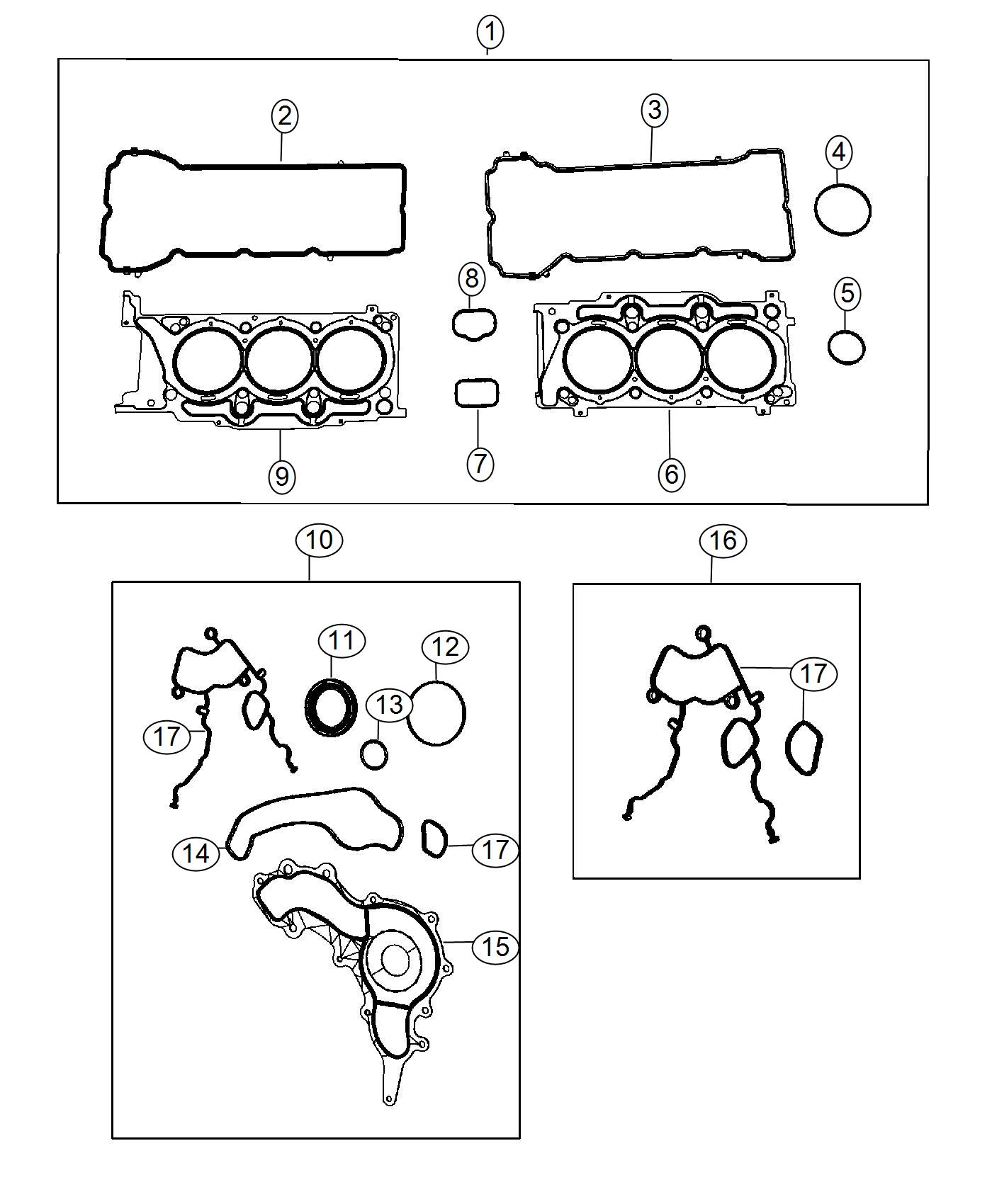 Diagram Engine Gasket Kits 3.2L [3.2L V6 24V VVT Engine]. for your Jeep