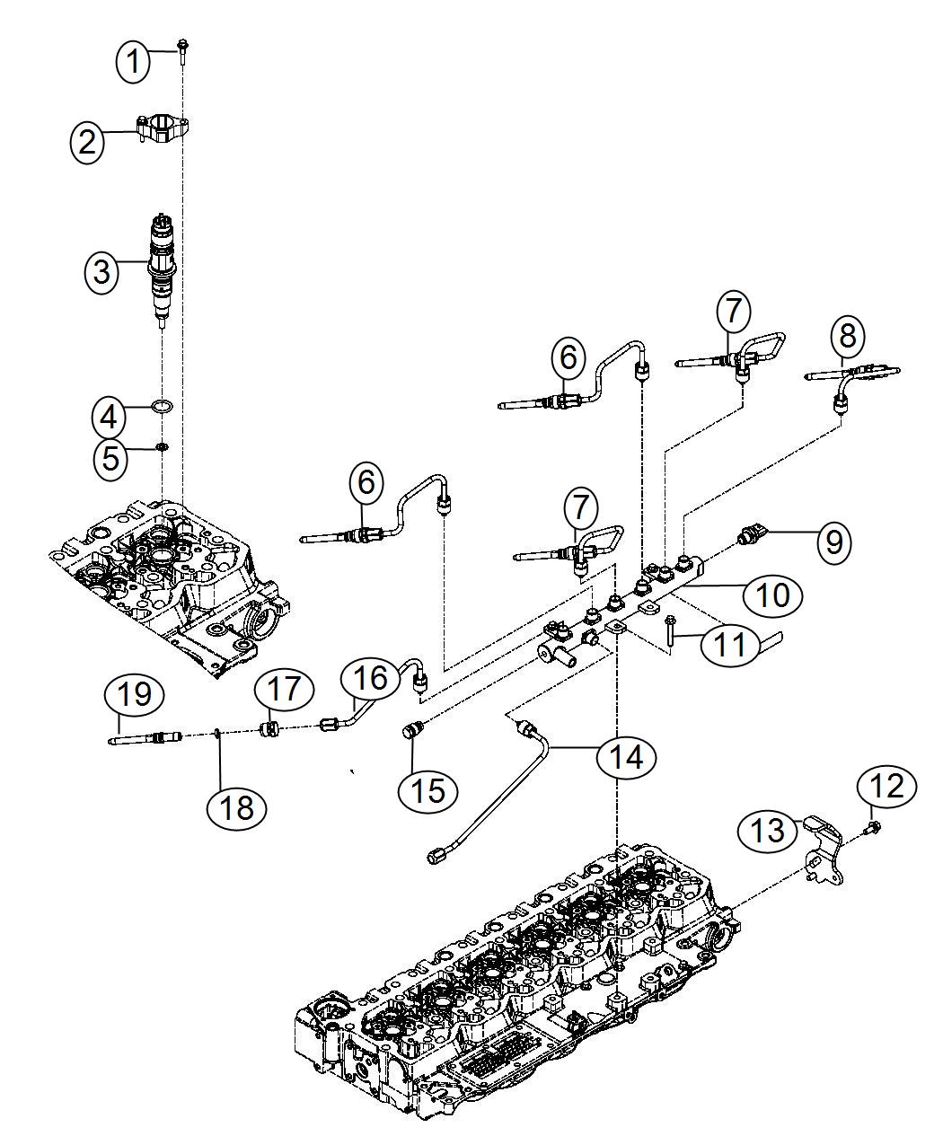 Diagram Fuel Injection Plumbing 6.7L, [6.7L I6 Cummins Turbo Diesel Engine]. for your Dodge Ram 5500  