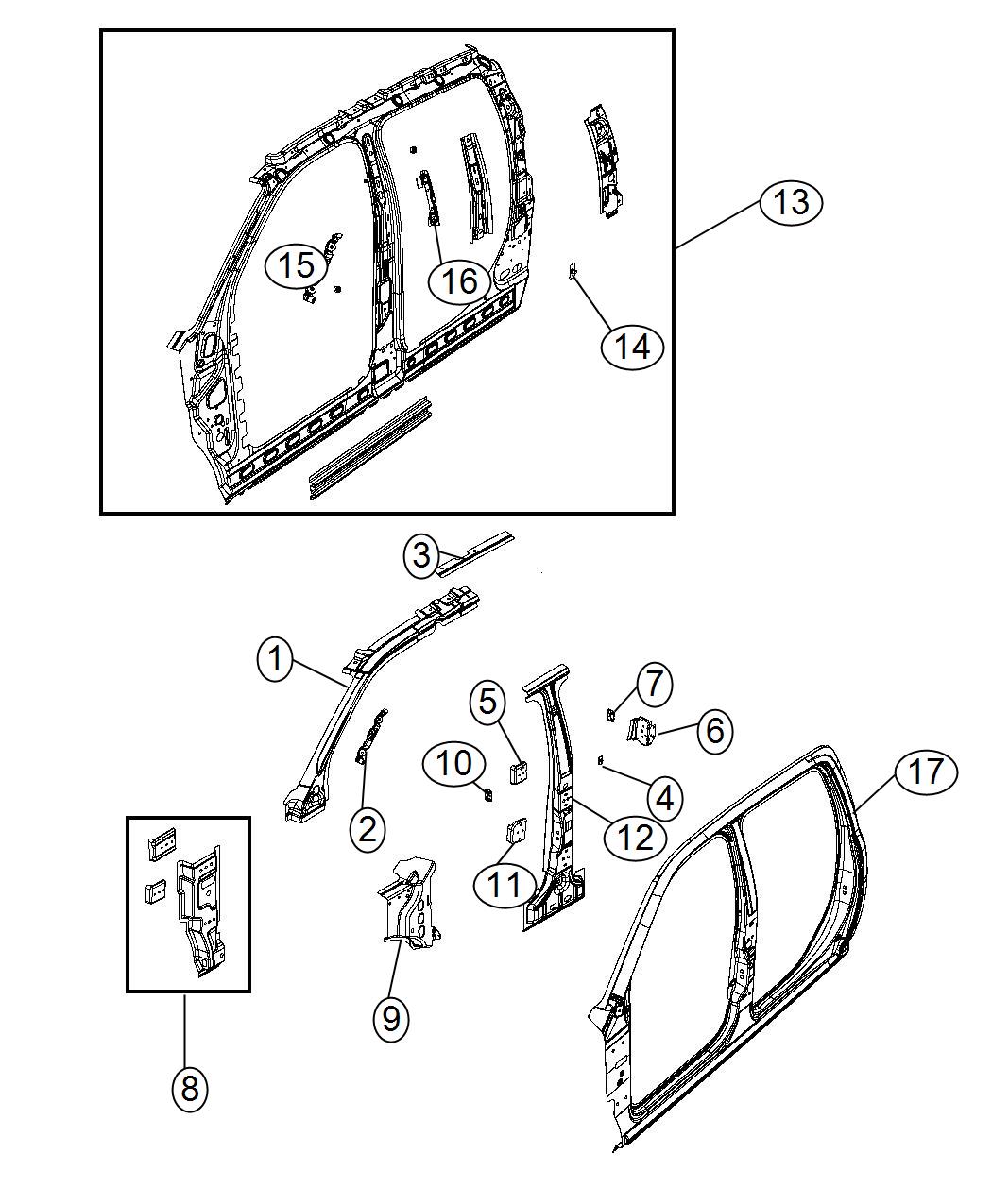 Diagram Front Aperture Panel - Crew Cab. for your Chrysler 300  M