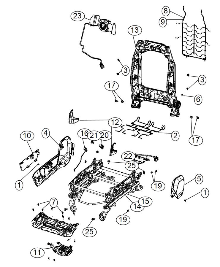 Diagram Adjusters, Recliners and Shields - Passenger Seat. for your 2003 Chrysler 300  M 