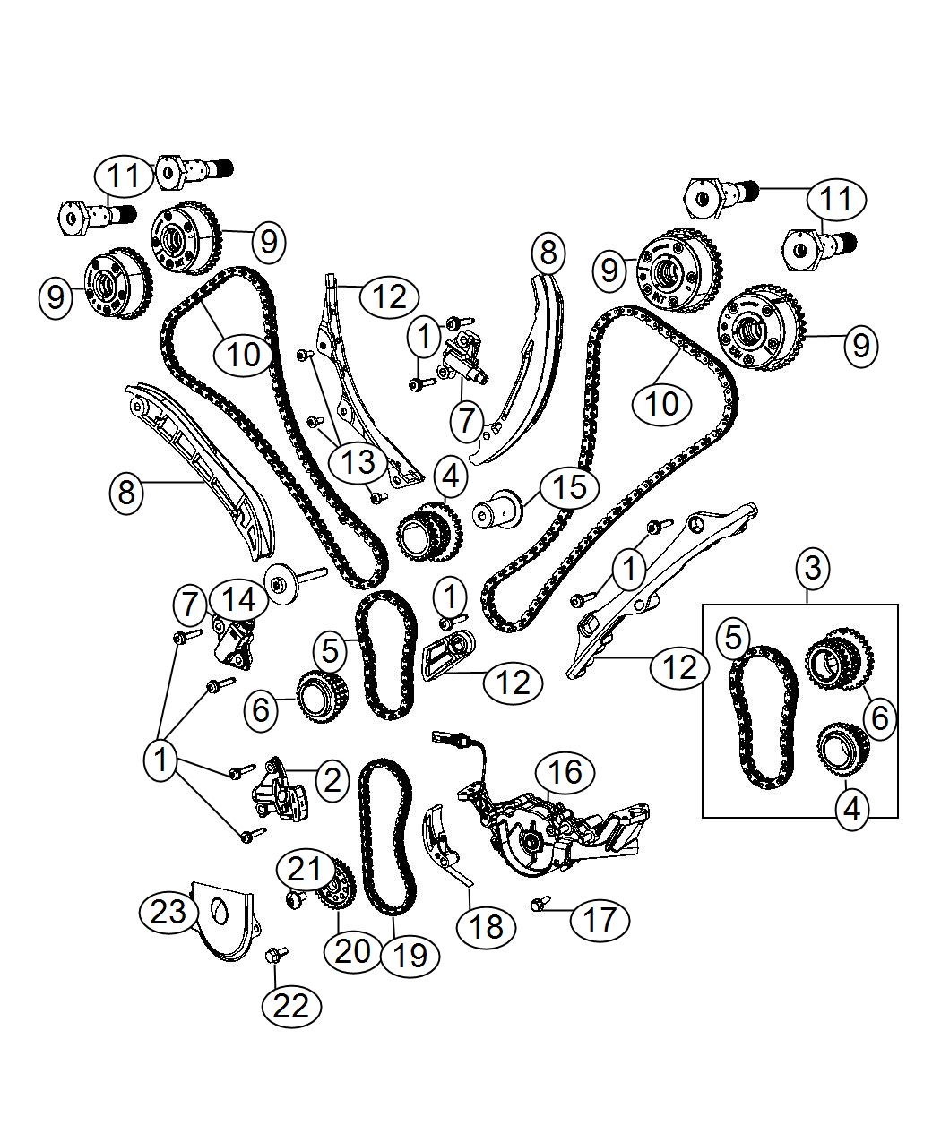 Jeep Cherokee Guide Timing Chain Left Side Secondary 05047794aa