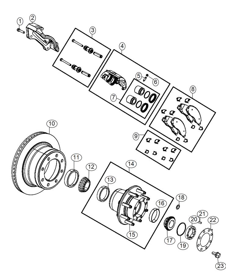 Diagram Brakes,Rear,Disc. for your 2014 Ram 2500 6.7L Turbo I6 Diesel M/T ST REG CAB 8 FT BOX 