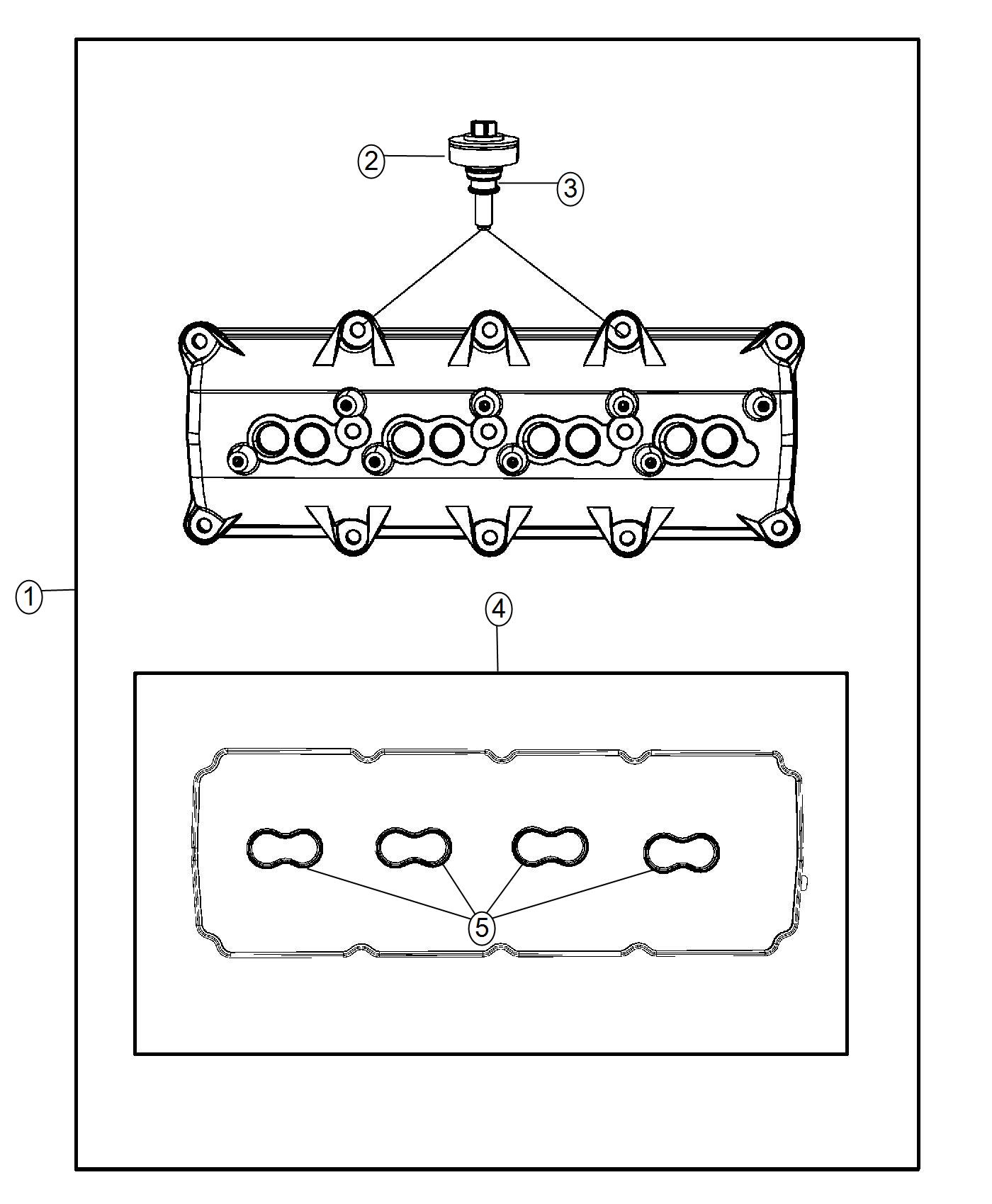 Diagram Cylinder Head Covers 5.7L [5.7L V8 HEMI VVT Engine]. for your Ram 2500  