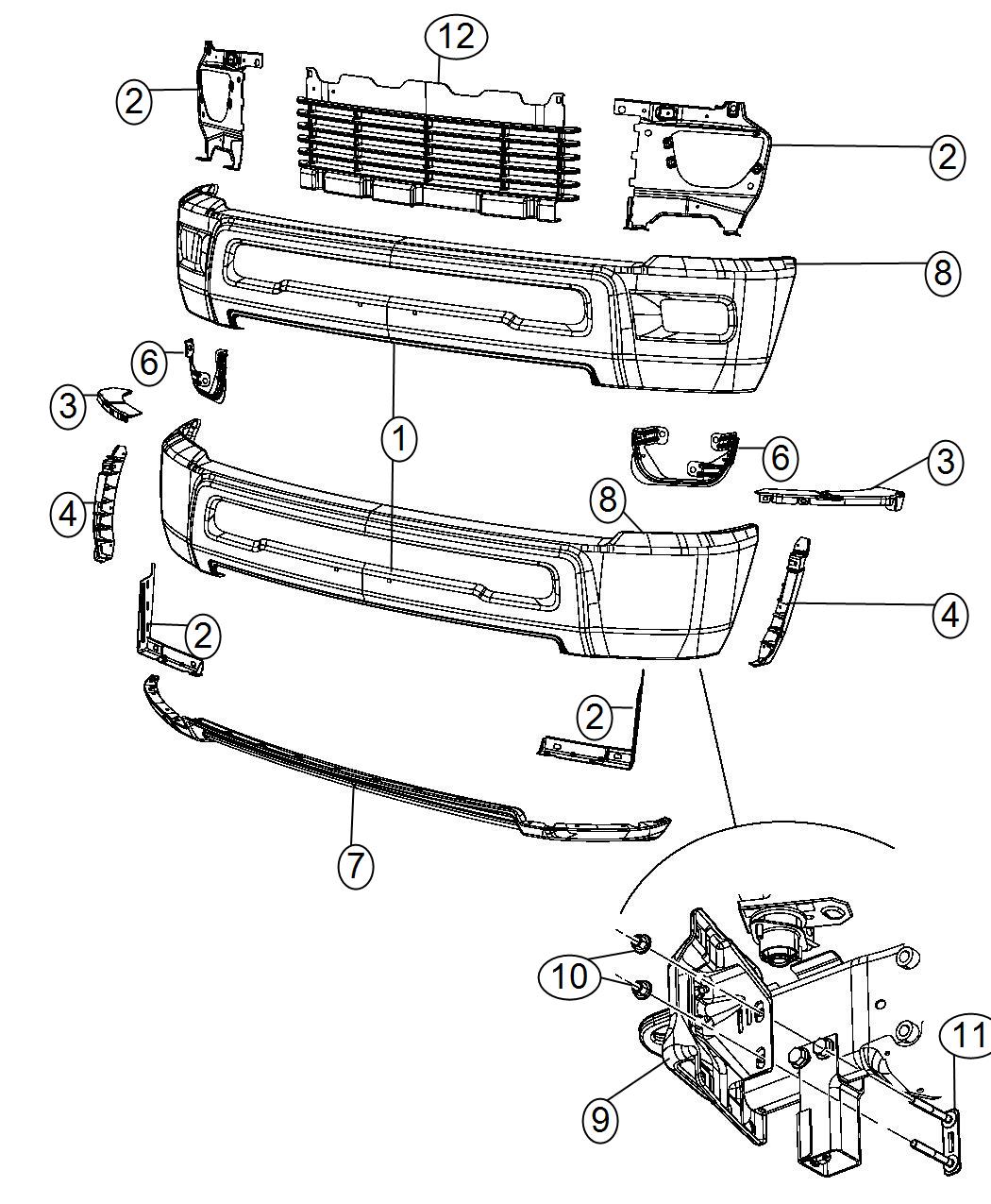 Diagram Bumper Front. for your 2007 Dodge Ram 1500   