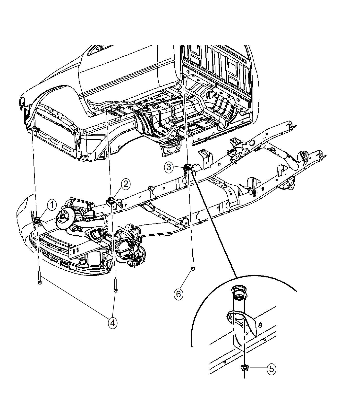 Diagram Body Hold Down, Standard Cab. for your 2004 Ram 1500   