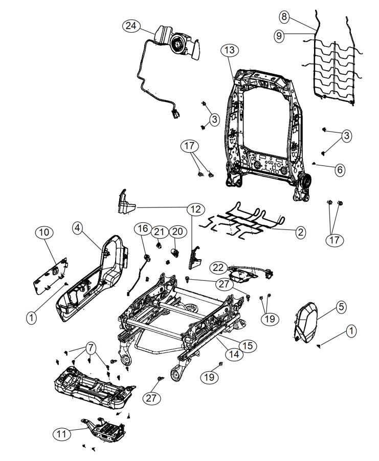 Diagram Adjusters, Recliners and Shields - Passenger Seat. for your Ram 5500  