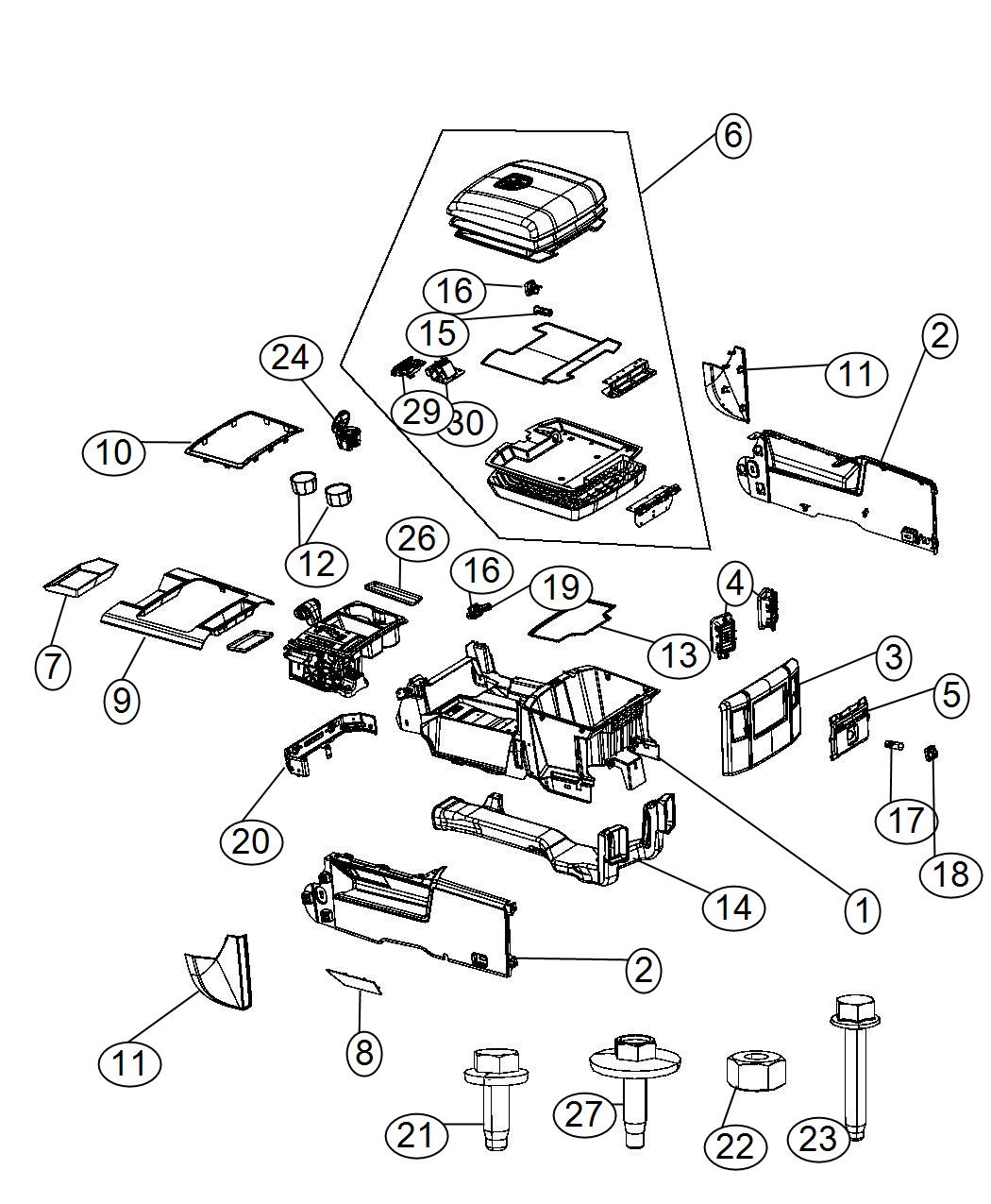 Diagram Floor Console-[Full Length Floor Console]. for your 2011 Dodge Journey   