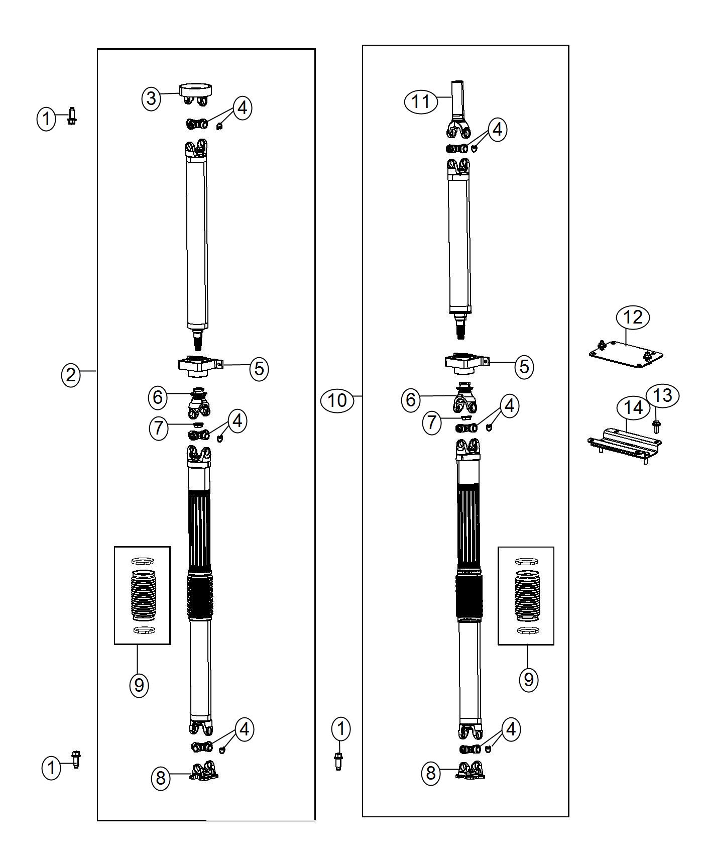 Diagram Shaft, Drive, 2-Piece. for your Chrysler 300  M