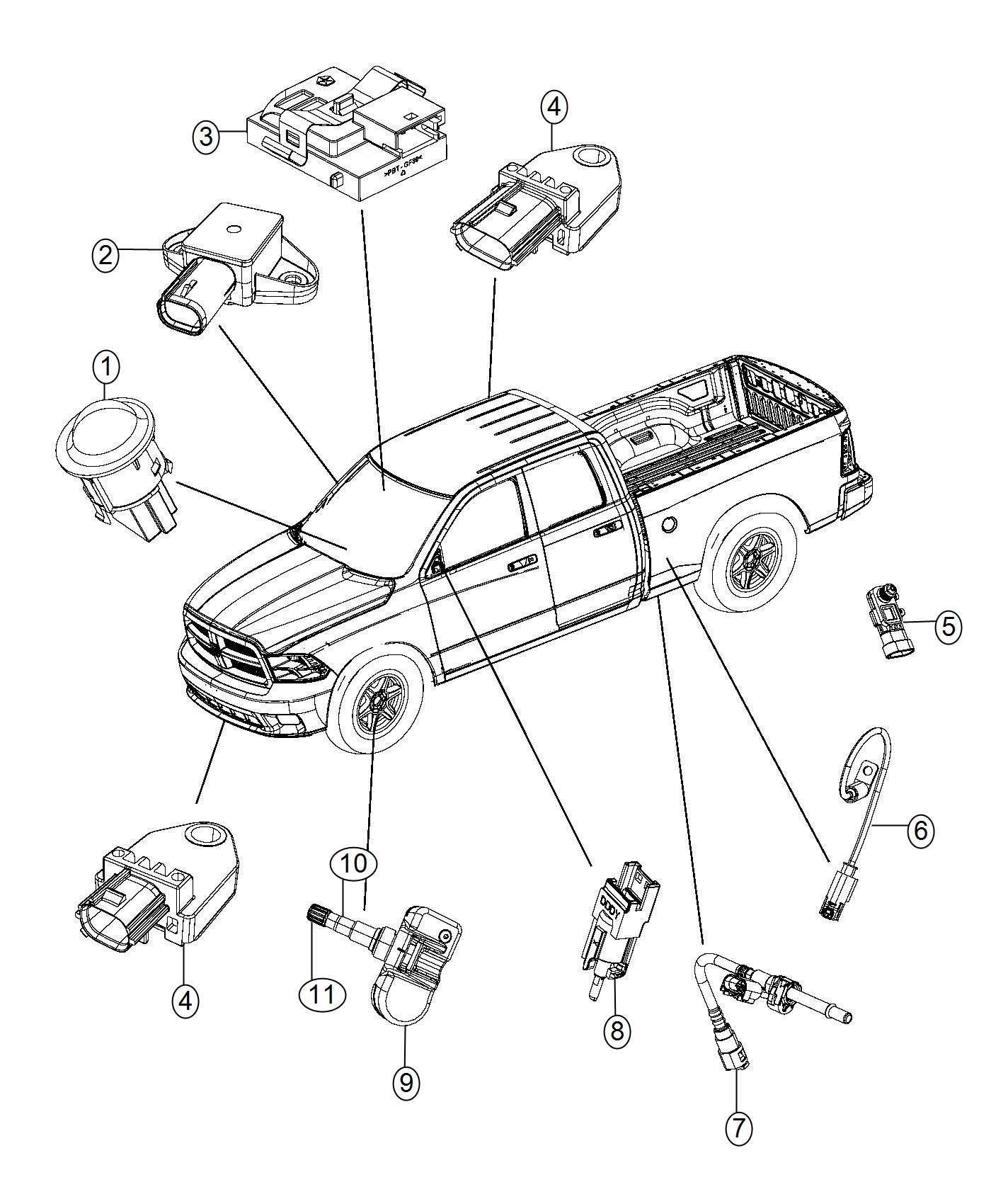 Diagram Sensors, Body. for your 2016 Dodge Charger   