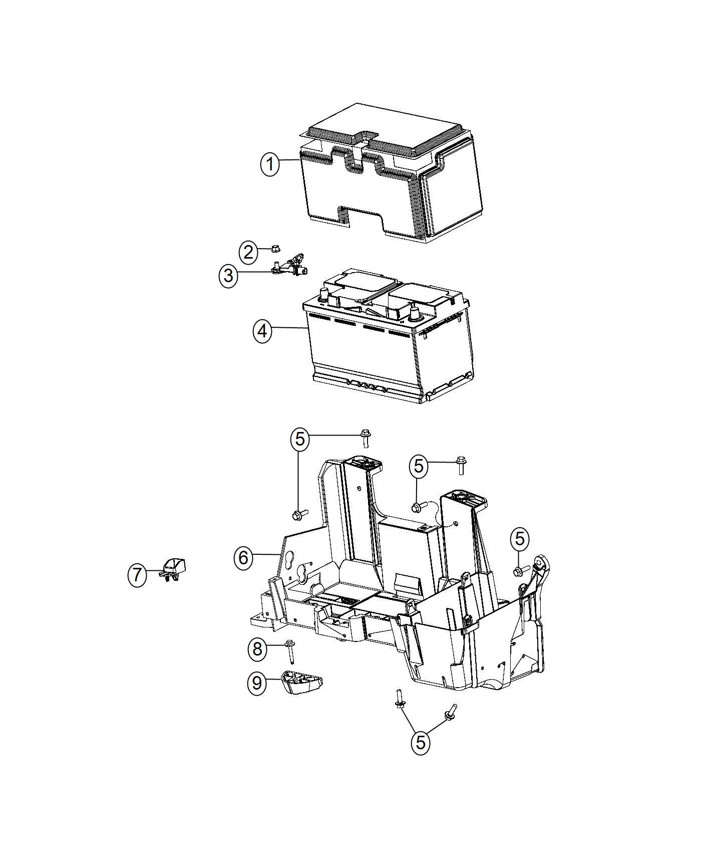 Diagram Battery, Tray and Support. for your 2014 Ram 1500   