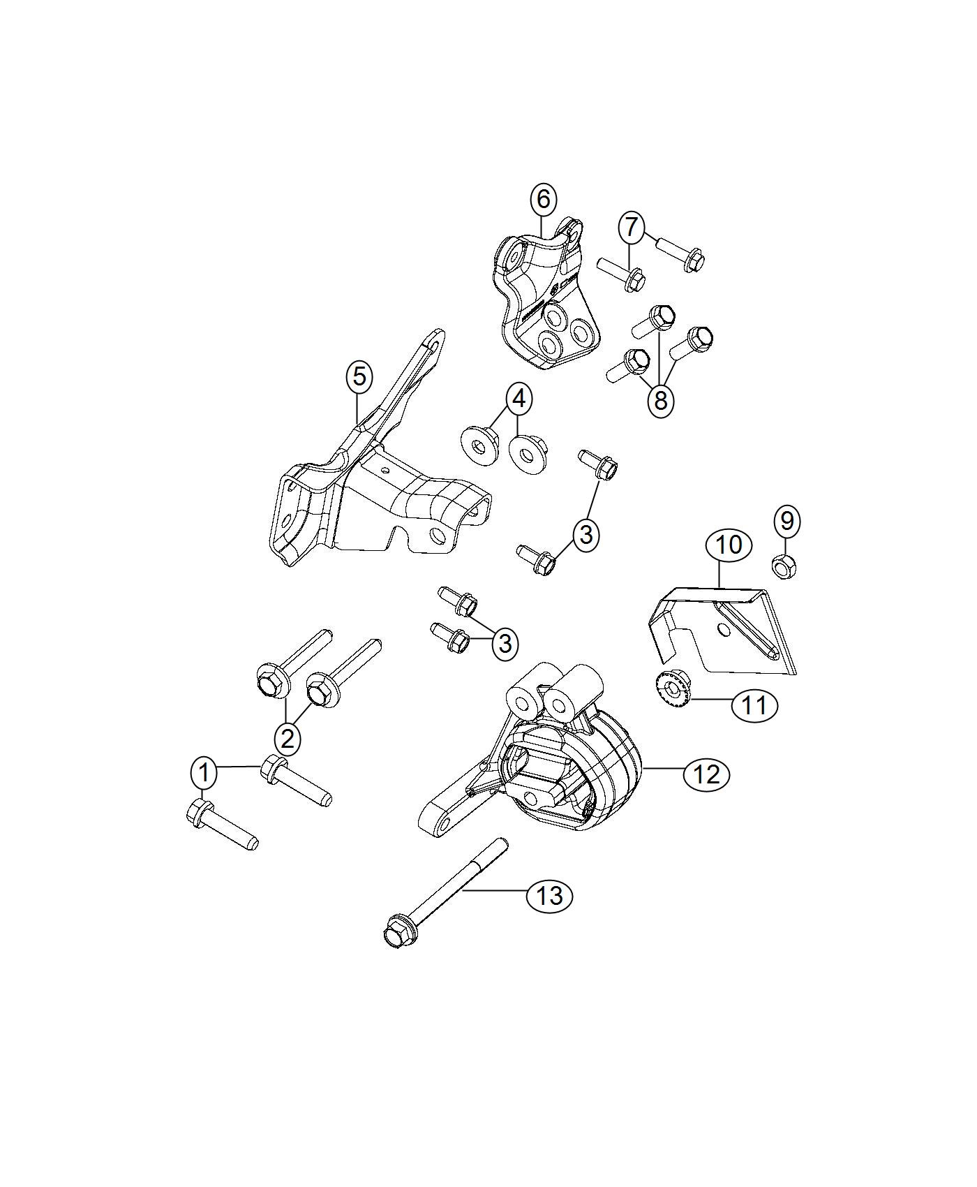 Diagram Engine Mounting Left Side 4WD 3.6L [3.6L V6 24V VVT Engine]. for your 2002 Chrysler 300  M 