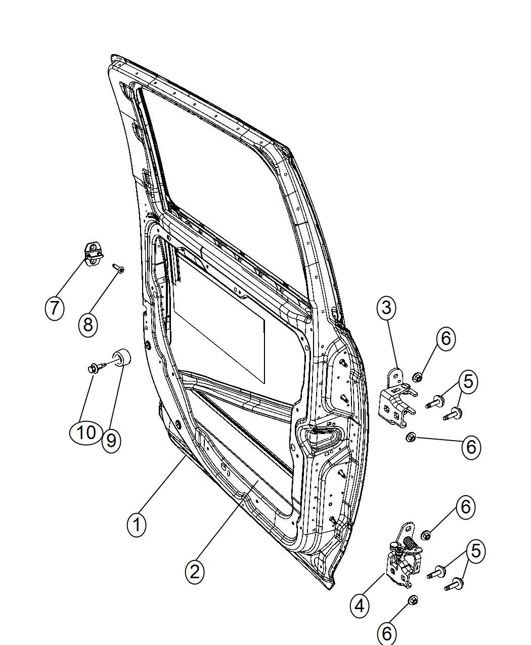 Diagram Rear Door, Shell and Hinges. for your Ram 1500  