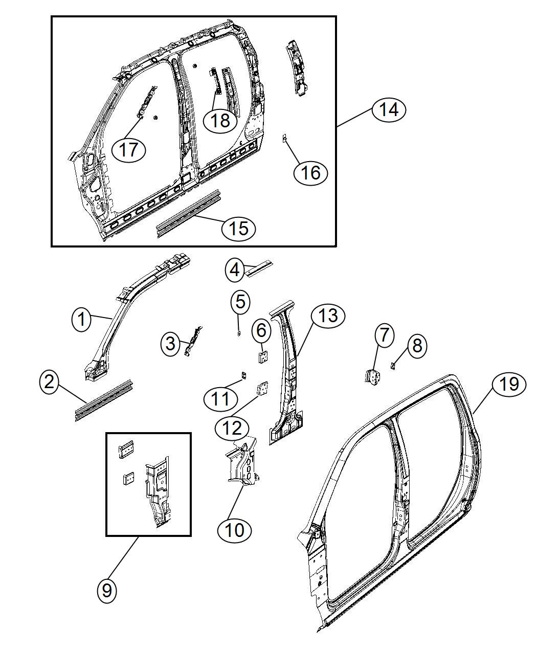 Diagram Front Aperture Panel 4-Door, Quad Cab. for your Chrysler 300  M