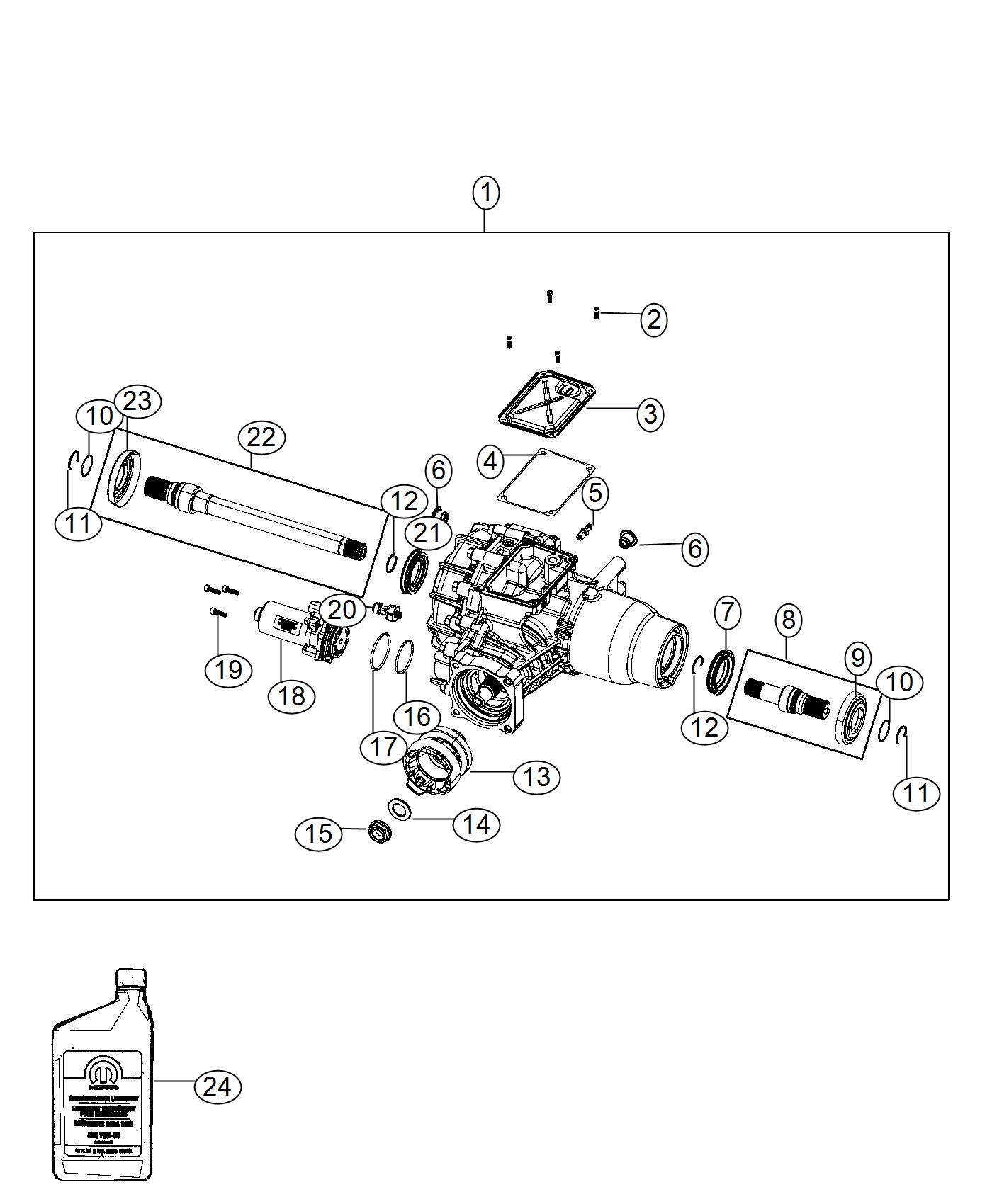 Diagram Housing and Differential With Internal Components With [JEEP ACTIVE DRIVE I]. for your Chrysler