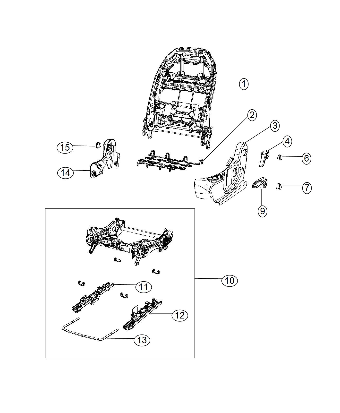 Adjusters, Recliners and Shields - Driver Seat. Diagram