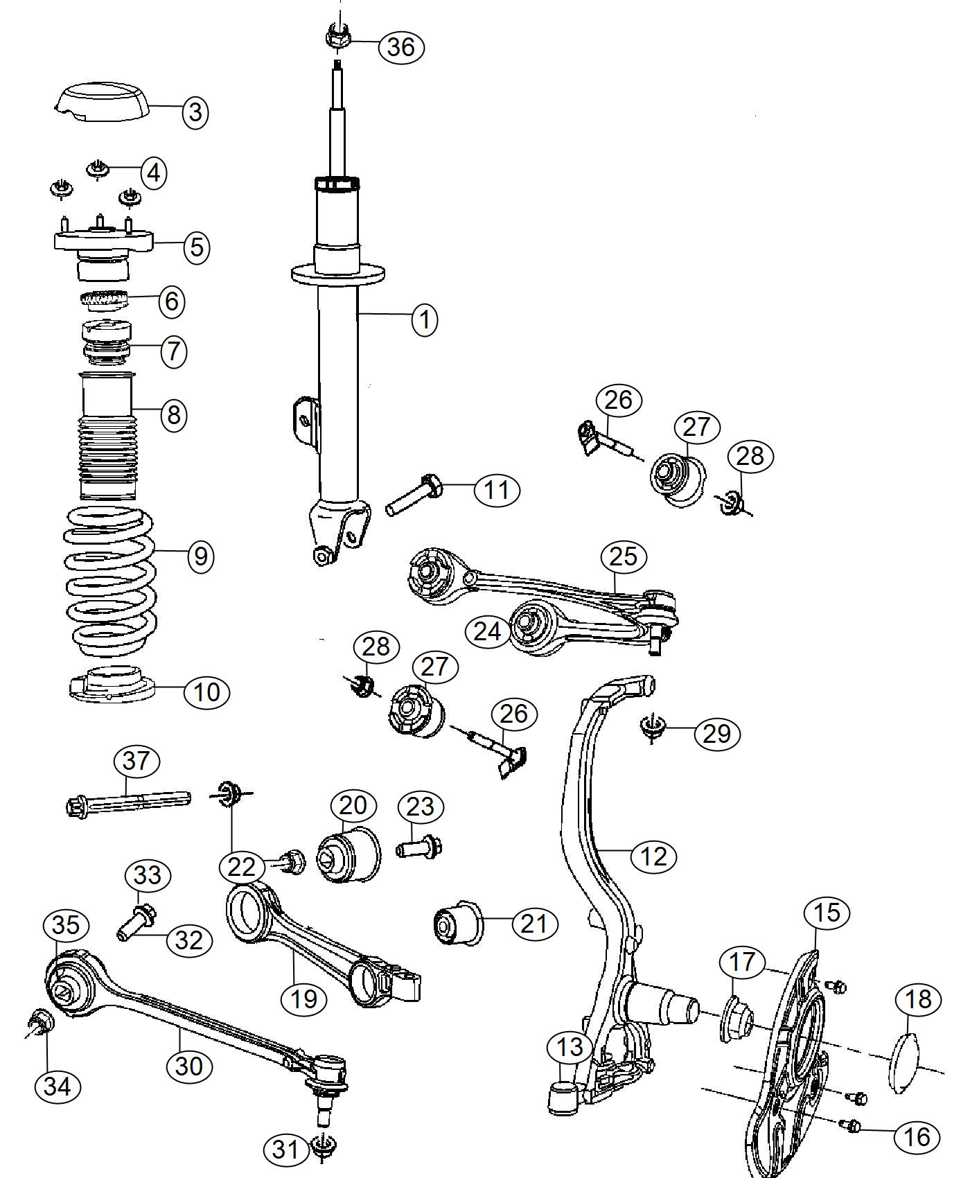 Diagram Suspension, Front, [RWD]. for your Dodge Charger  