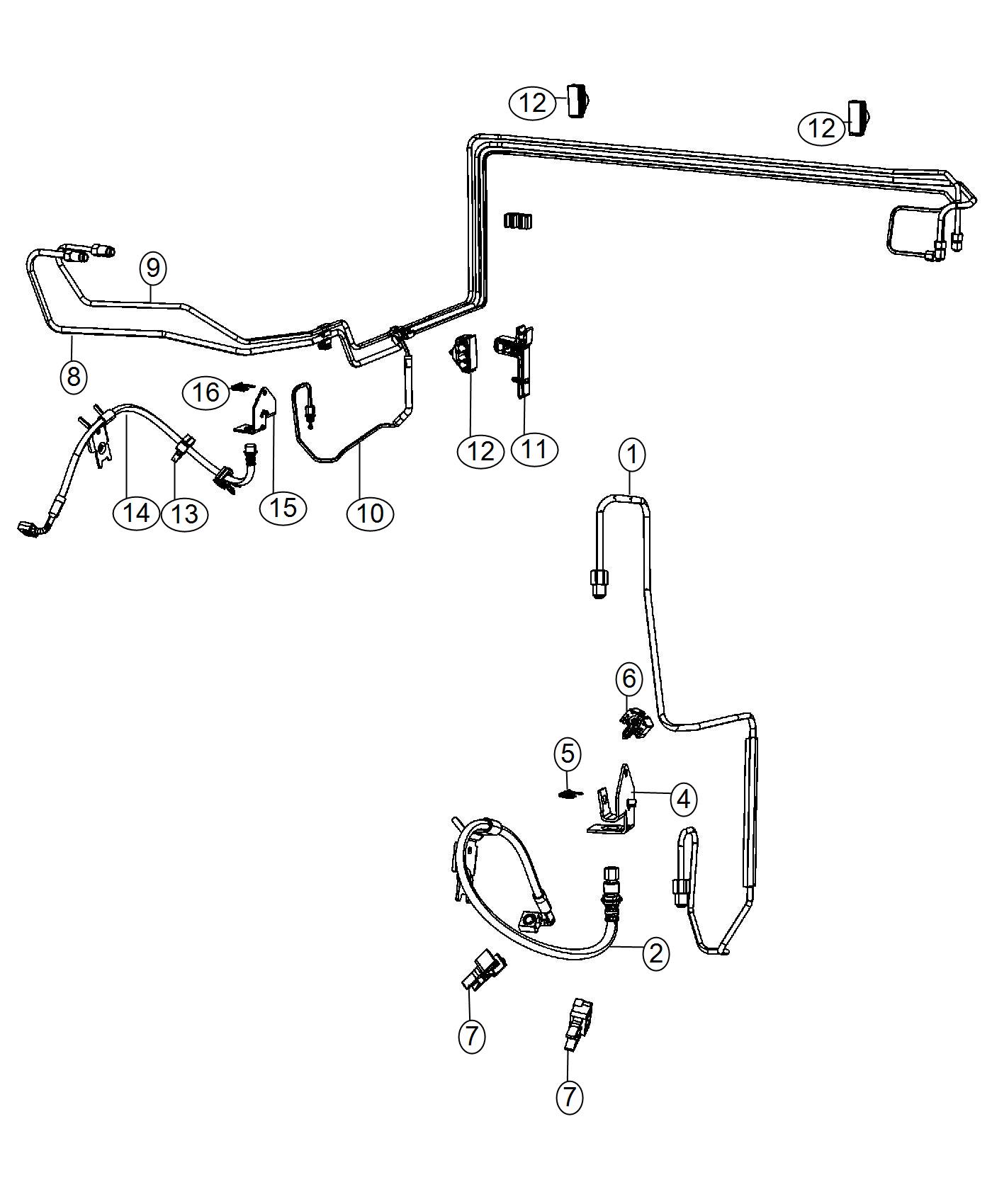 Front Brake Lines and Hoses. Diagram