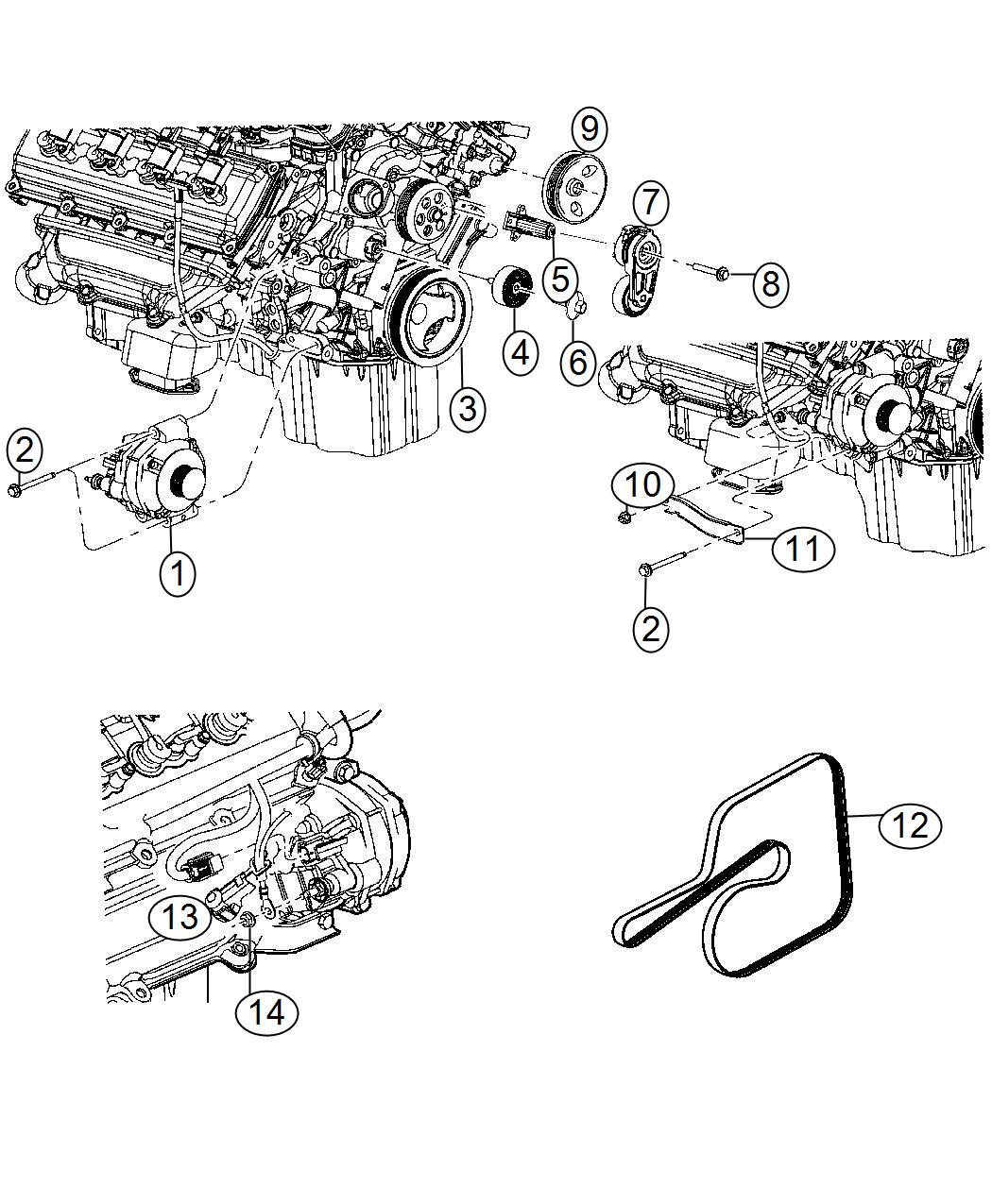 Diagram Generator/Alternator and Related Parts 5.7L, [5.7L V8 HEMI MDS VVT Engine]. for your 2014 Dodge Charger   