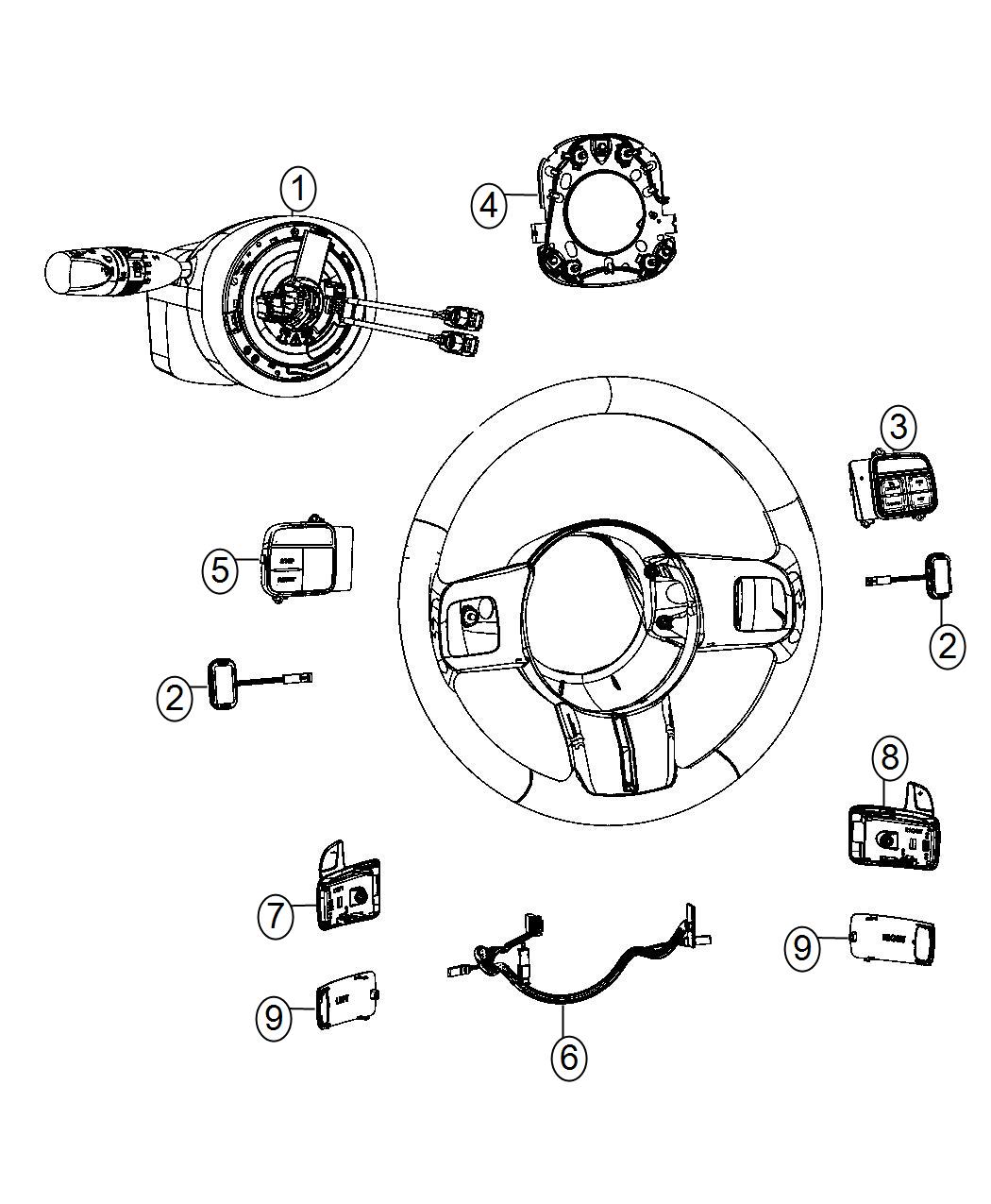 Diagram Switches, Steering Wheel and Column. for your 2000 Dodge Avenger   