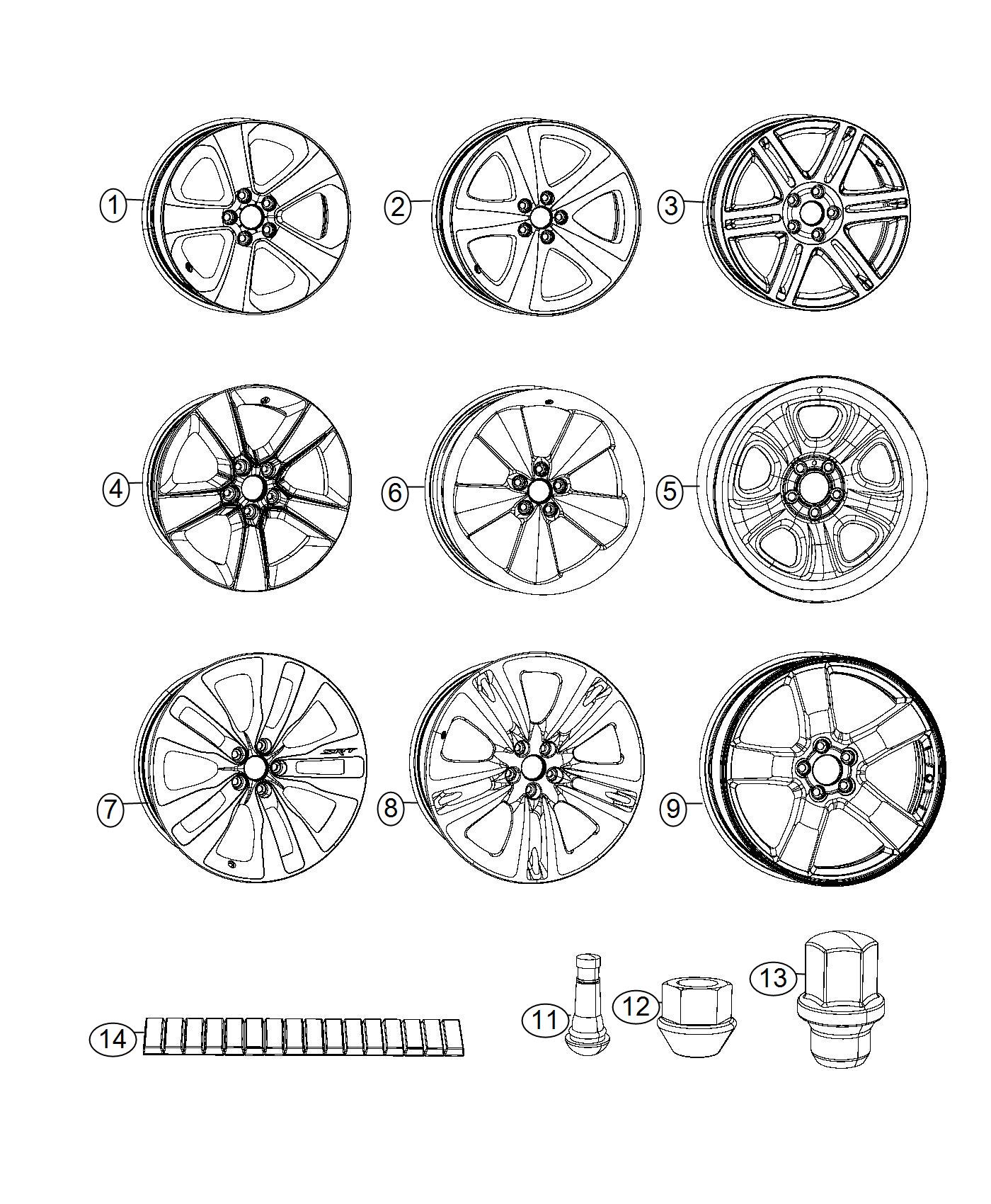 Diagram Wheels and Hardware. for your Dodge Charger  