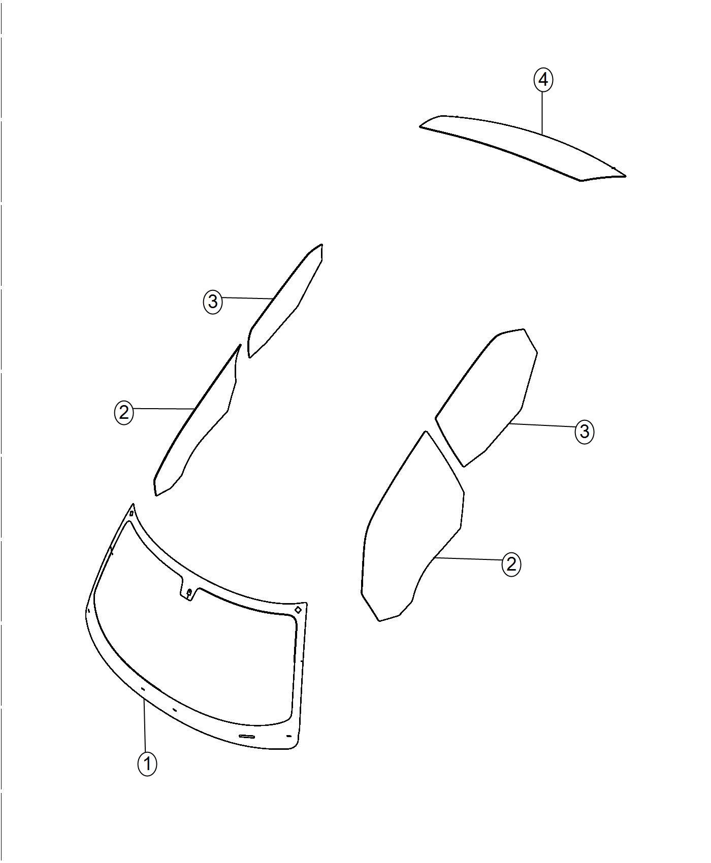 Diagram Glass, Glass Hardware and Interior Mirrors. for your Chrysler 300  