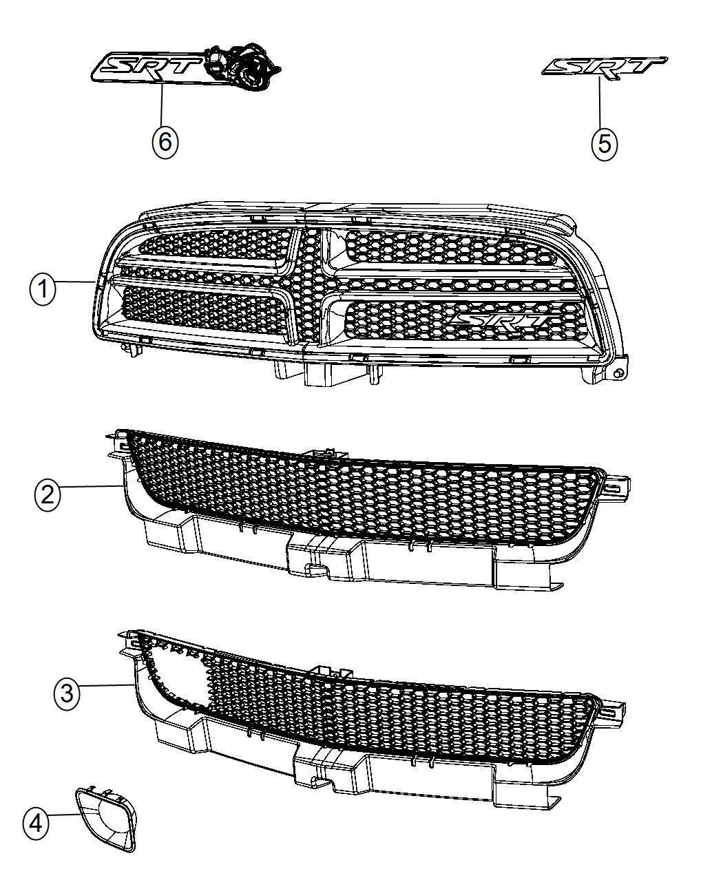 Diagram Grilles and Related Items, SRT. for your 2008 Chrysler Crossfire  Limited Coupe 