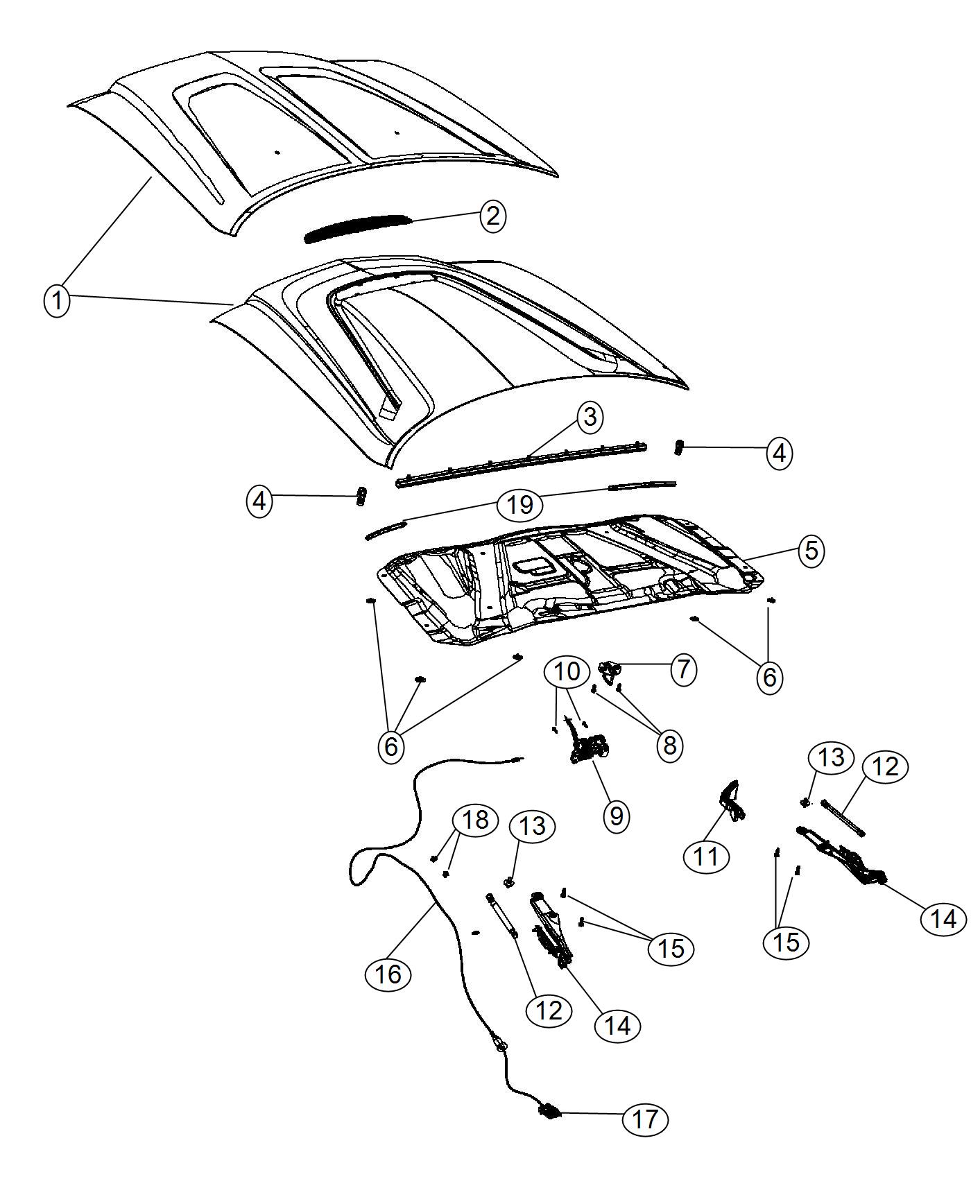 Diagram Hood and Related Parts. for your 2015 Dodge Dart   