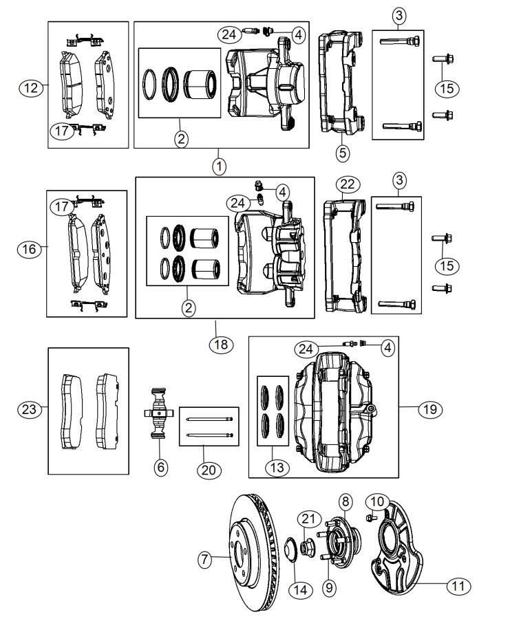 Diagram Brakes, Front [Anti-Lock 4-Wheel Disc Brakes]. for your Dodge