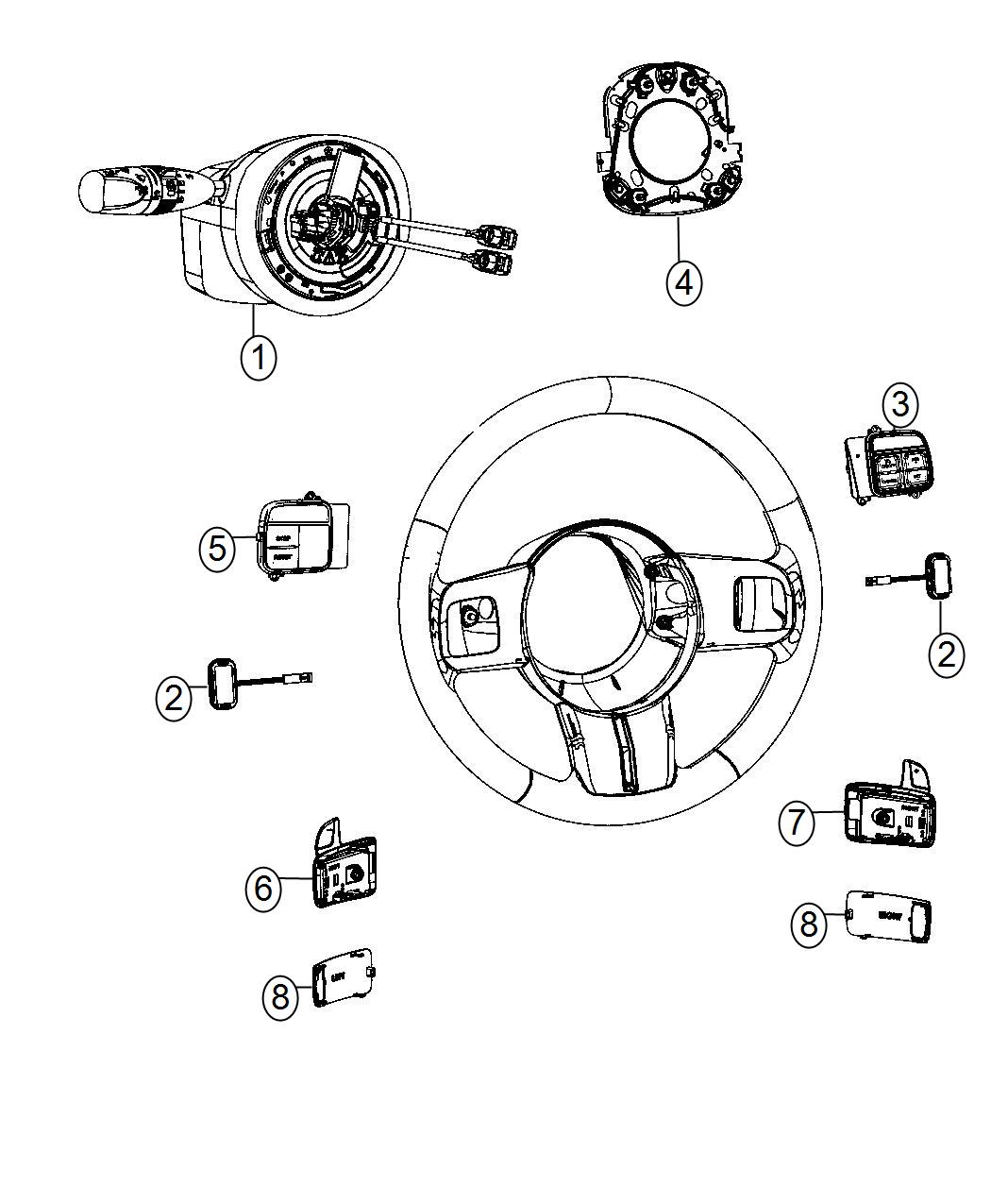 Diagram Switches Steering Column and Wheel. for your Dodge Avenger  