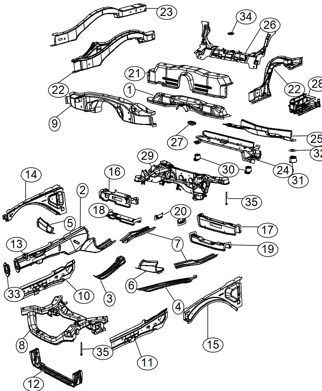 Diagram Frame Complete. for your Dodge Challenger  