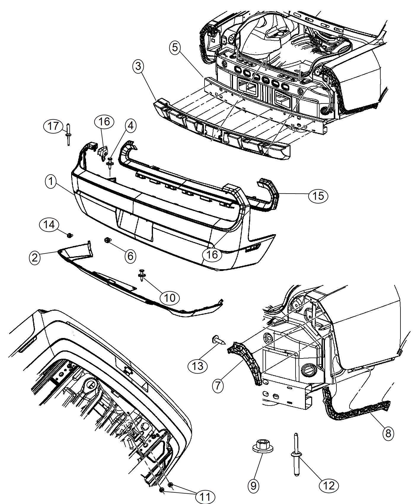 Diagram Fascia, Rear. for your 2001 Chrysler 300  M 