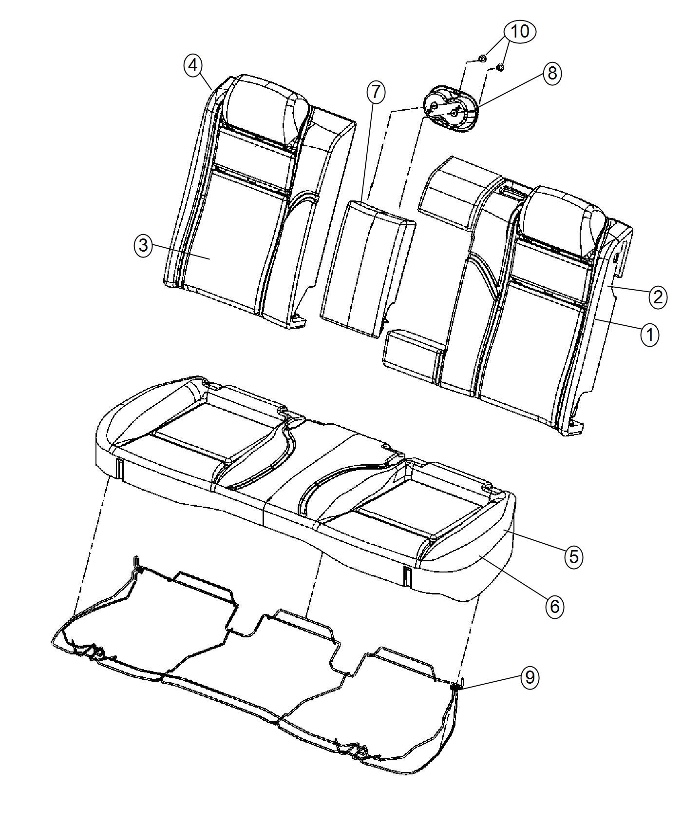 Rear Seat - Split Seat - Trim Code [UL]. Diagram