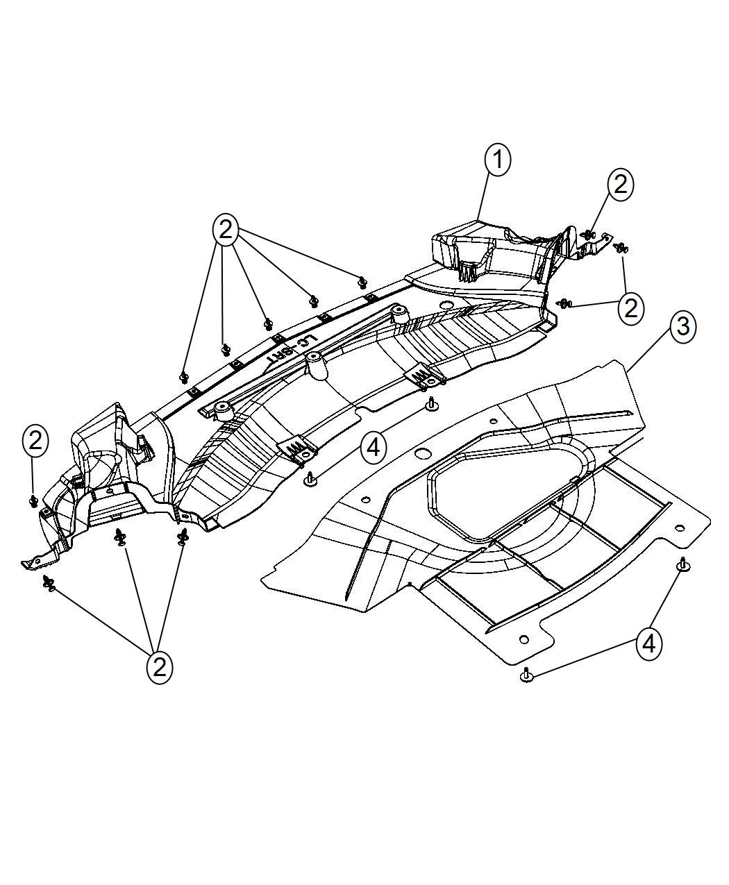 Diagram Underbody Shields. for your Dodge