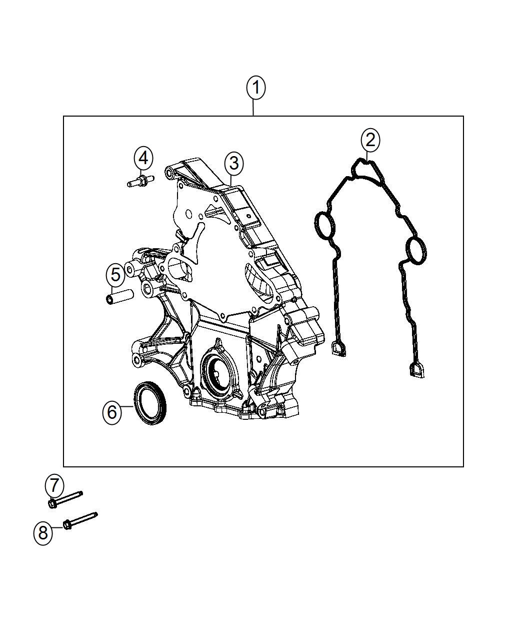 Diagram Timing Case Cover 6.4L [6.4L V8 SRT HEMI MDS Engine] With MDS. for your 2000 Chrysler 300 M  