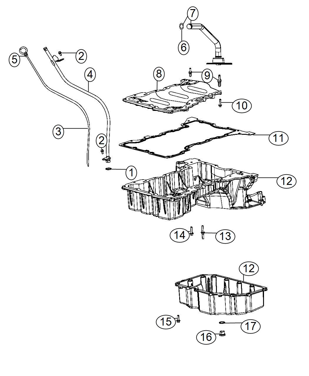 Diagram Engine Oil Pan, Engine Oil Level Indicator And Related Parts 3.0L Diesel [3.0L V6 Turbo Diesel Engine]. for your 1999 Chrysler 300 M  