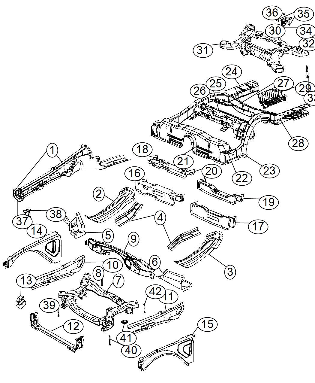 Diagram Frame, Complete. for your 2003 Chrysler 300 M  