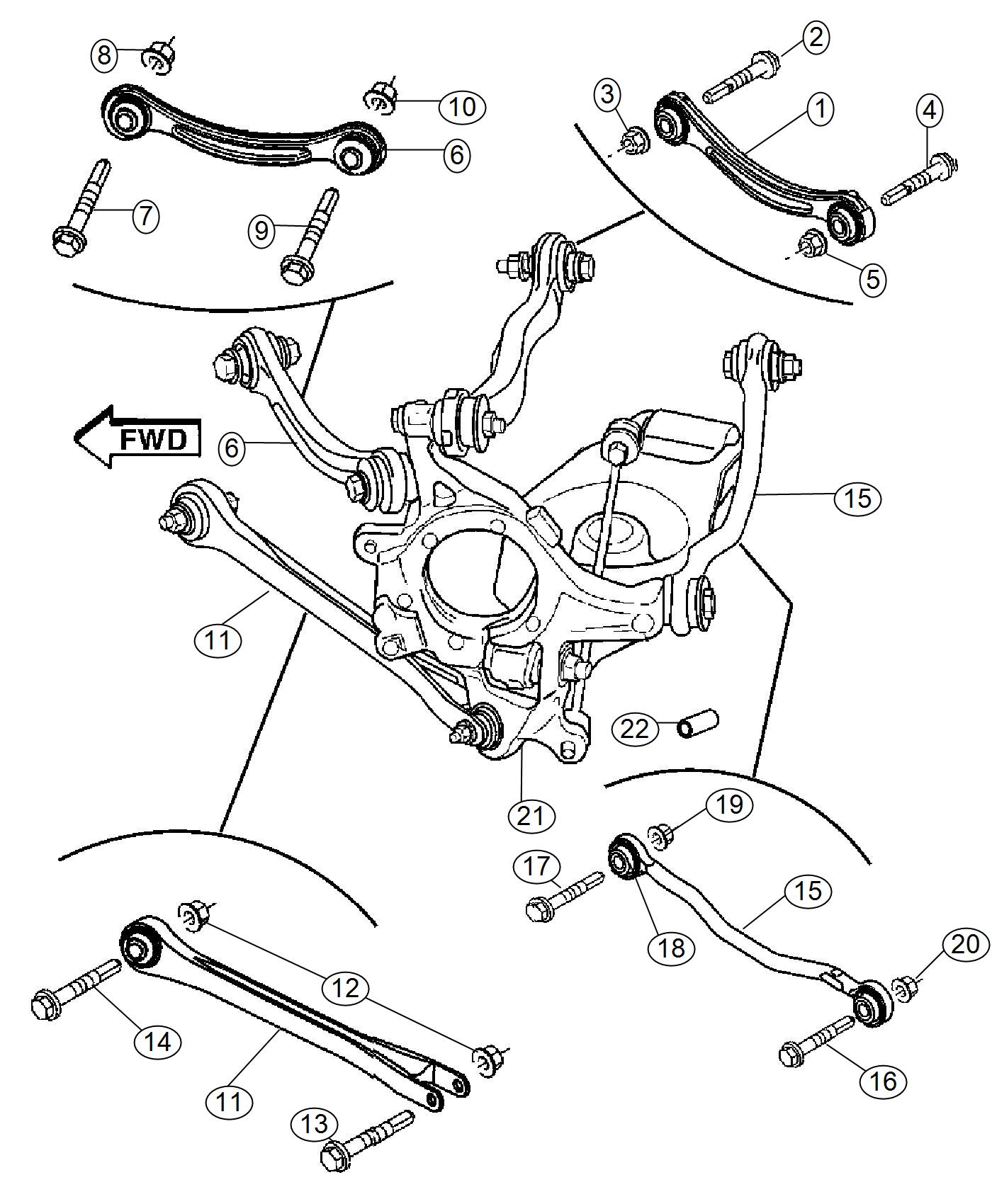 Diagram Suspension,Rear Links,Knuckles. for your 2001 Chrysler 300 M  