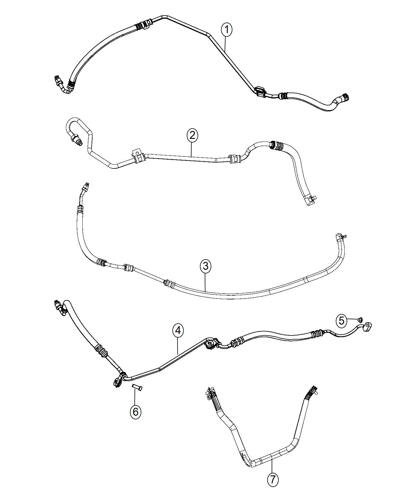 Power Steering Hoses. Diagram