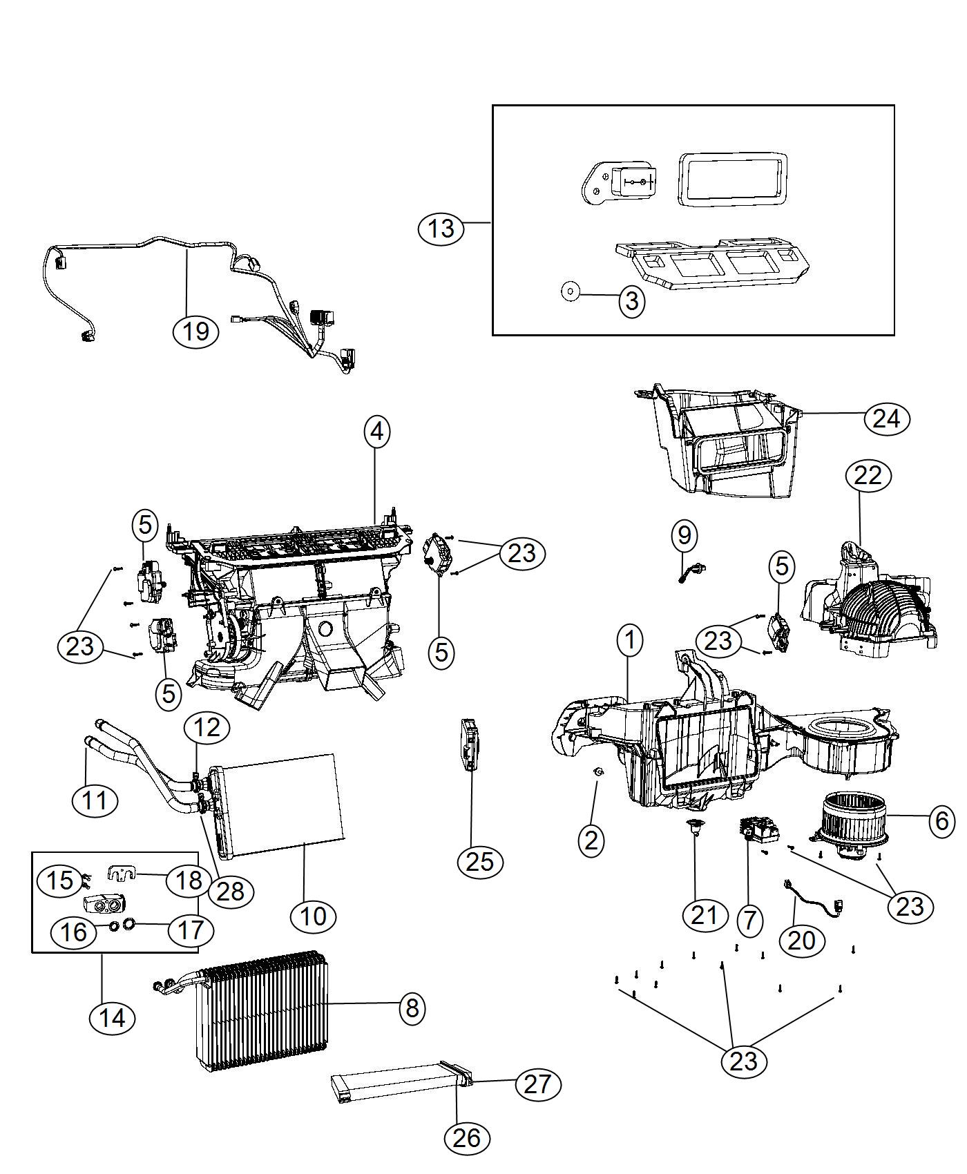 Diagram A/C and Heater Unit. for your 2013 Ram 1500   