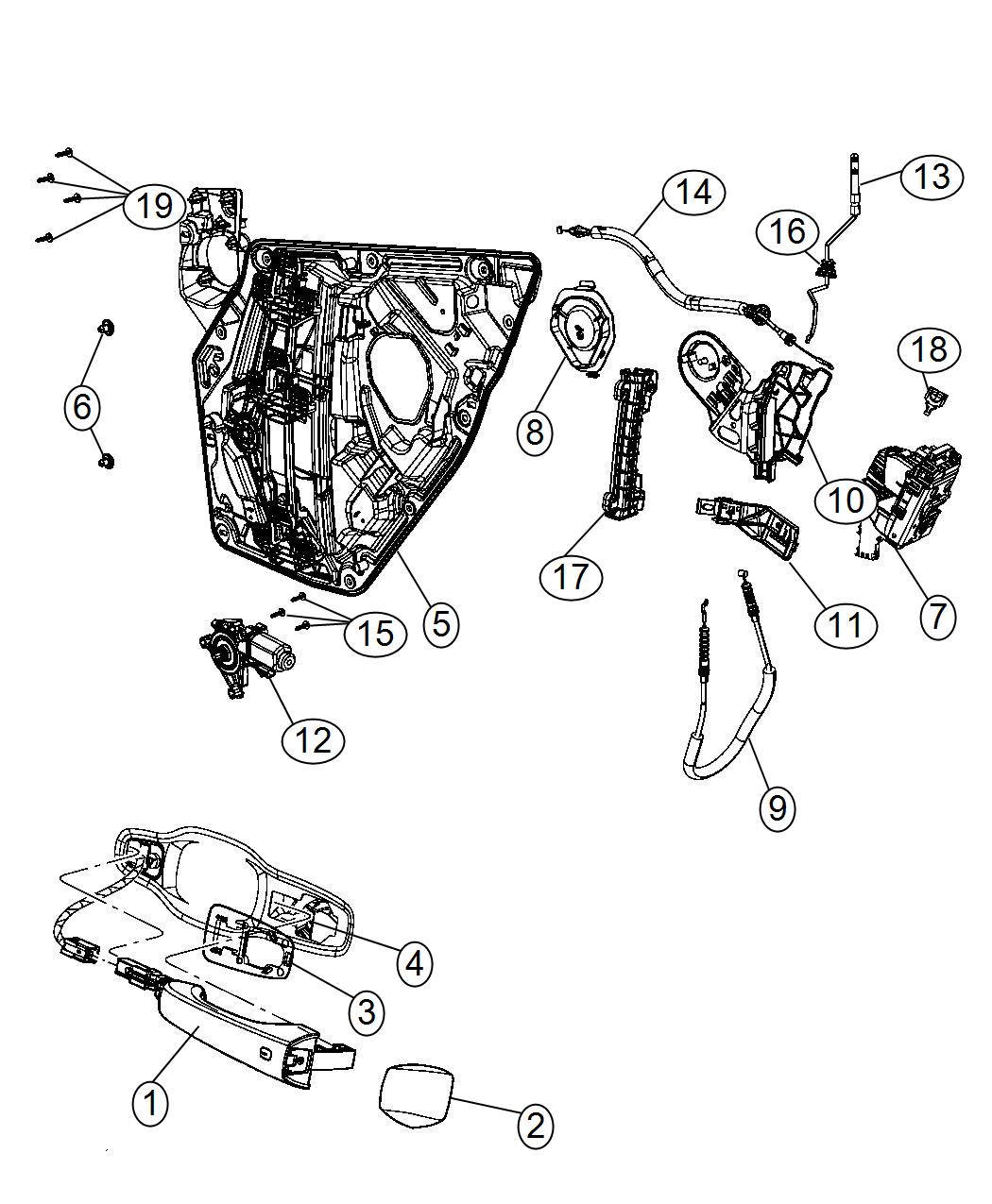 Rear Door, Hardware Components. Diagram