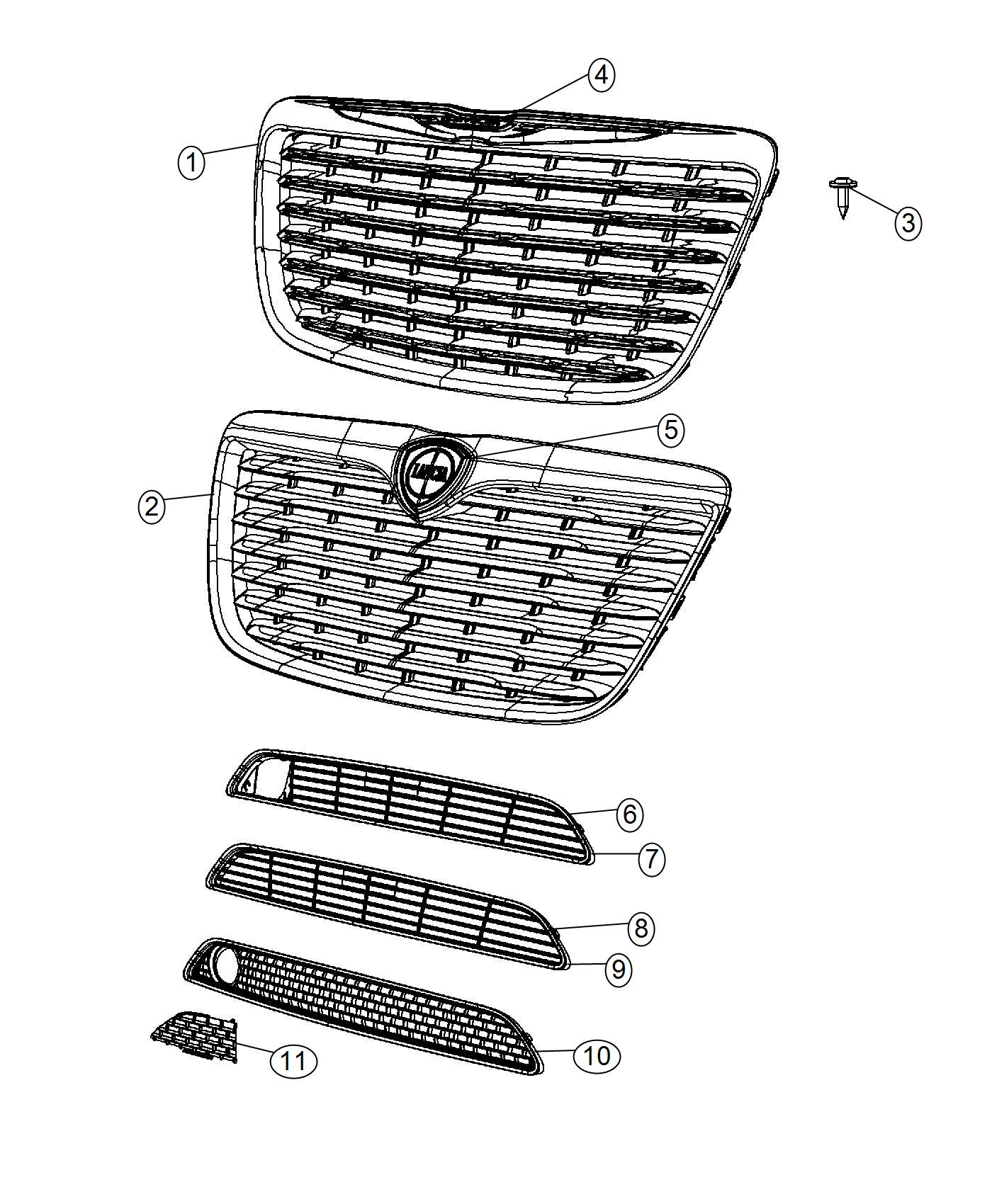 Diagram Grilles and Related Items. for your Chrysler