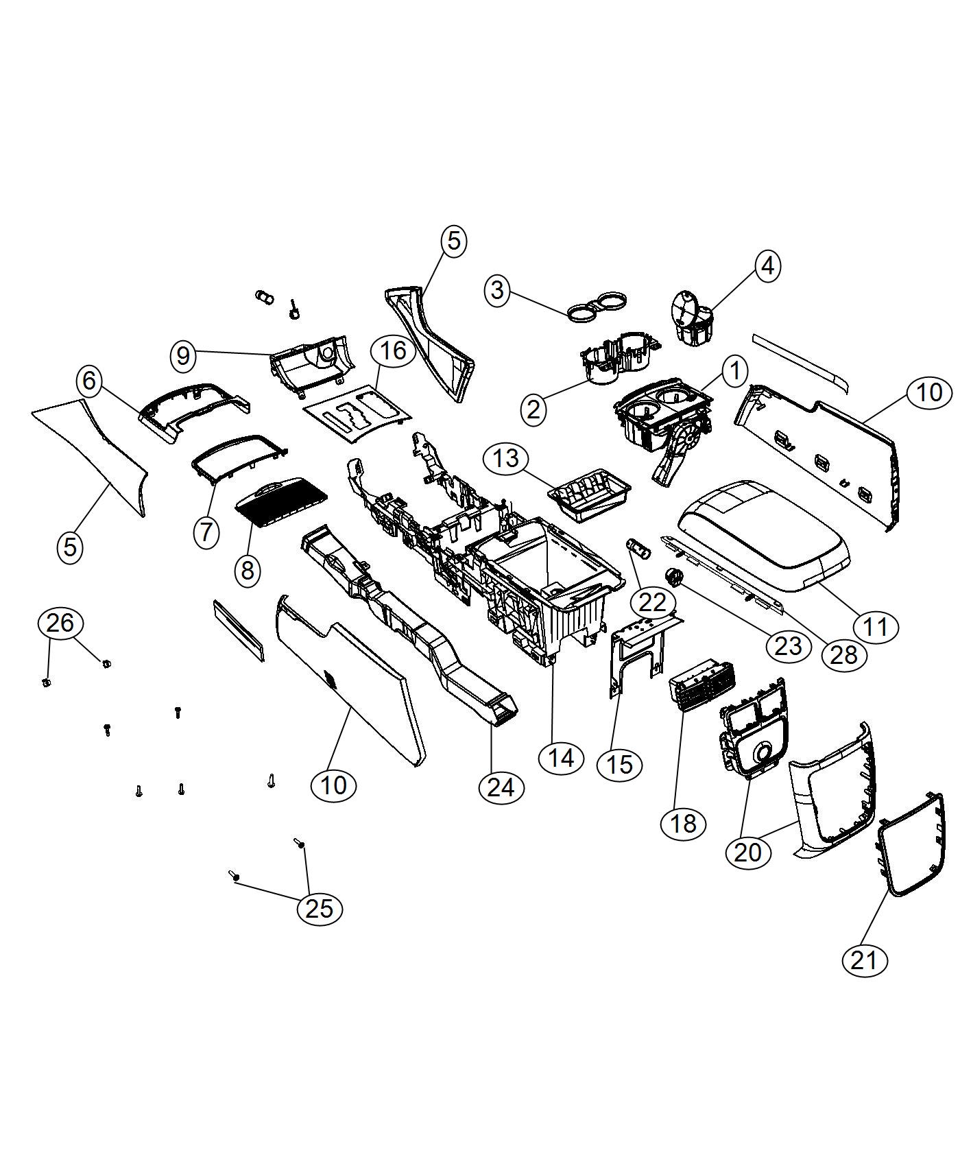 Diagram Floor Console. for your 2008 Chrysler Pacifica   