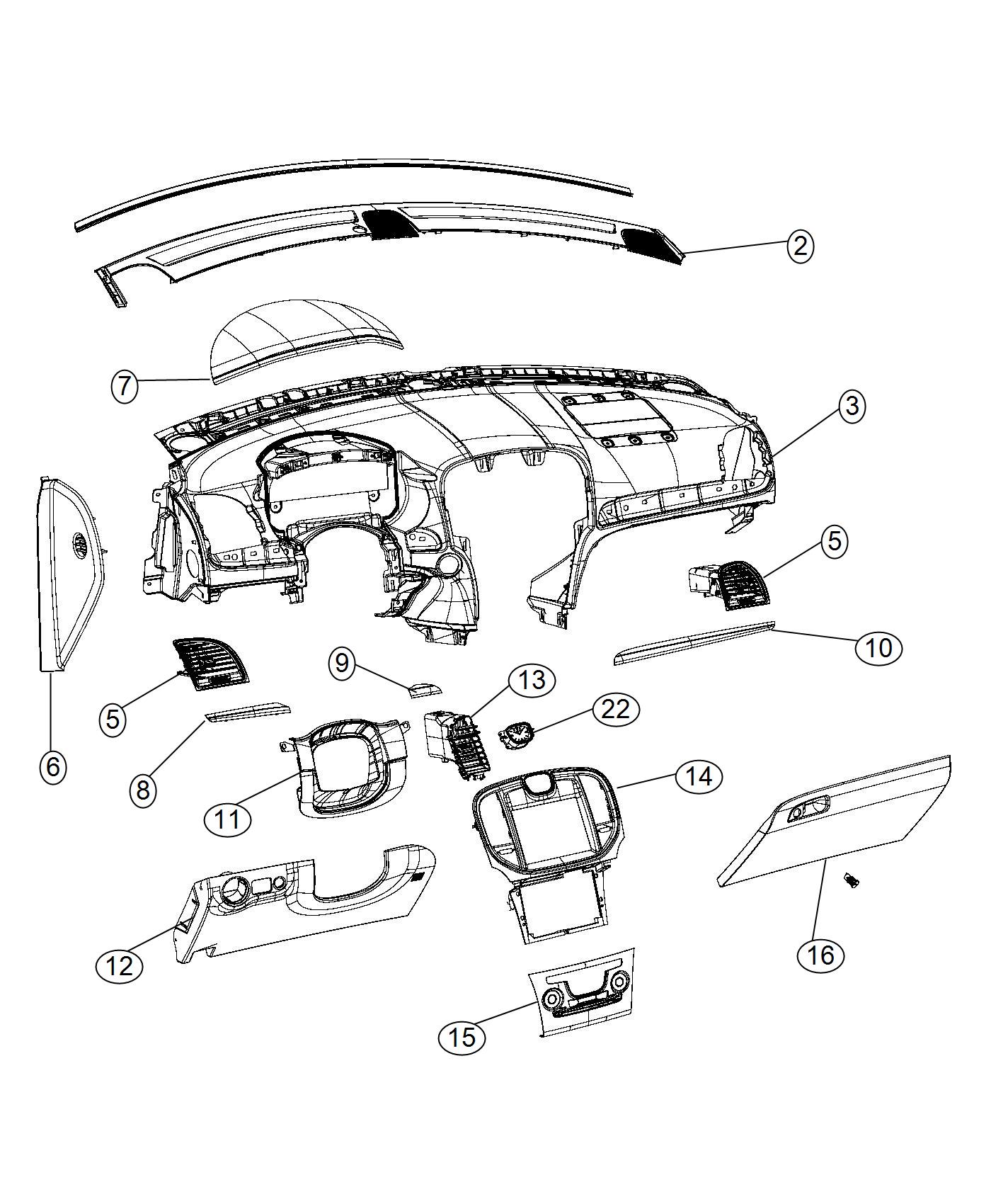 Diagram Instrument Panel - LHD. for your 2019 Dodge Challenger   