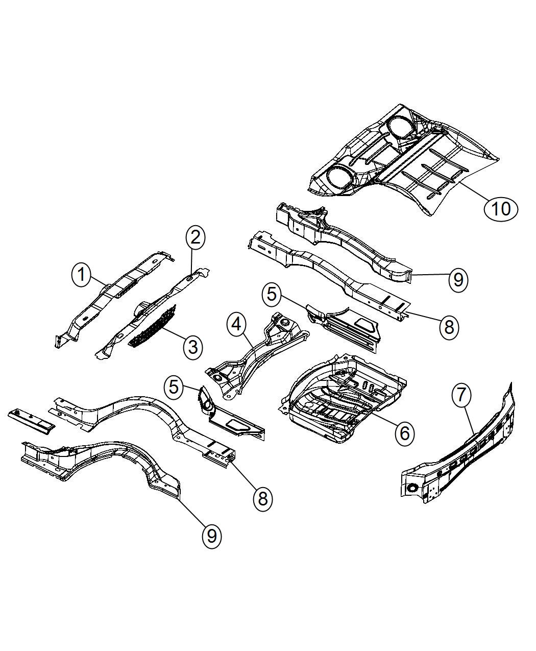 Diagram Floor Pan Rear. for your 2000 Chrysler 300  M 