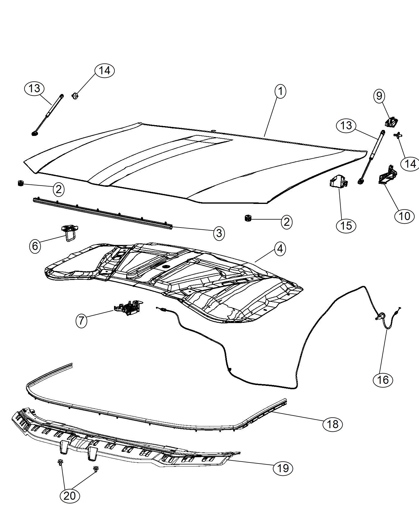 Diagram Hood and Related Parts. for your Chrysler