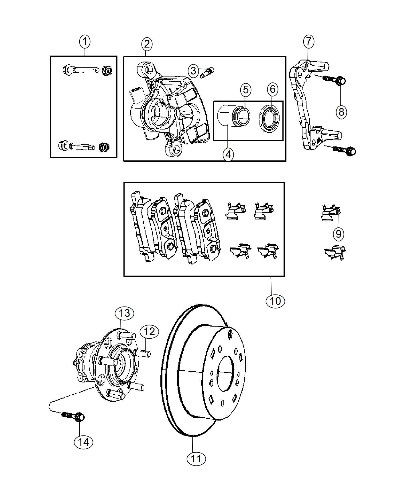 Diagram Brakes, Rear, Disc. for your 2003 Chrysler 300 M  