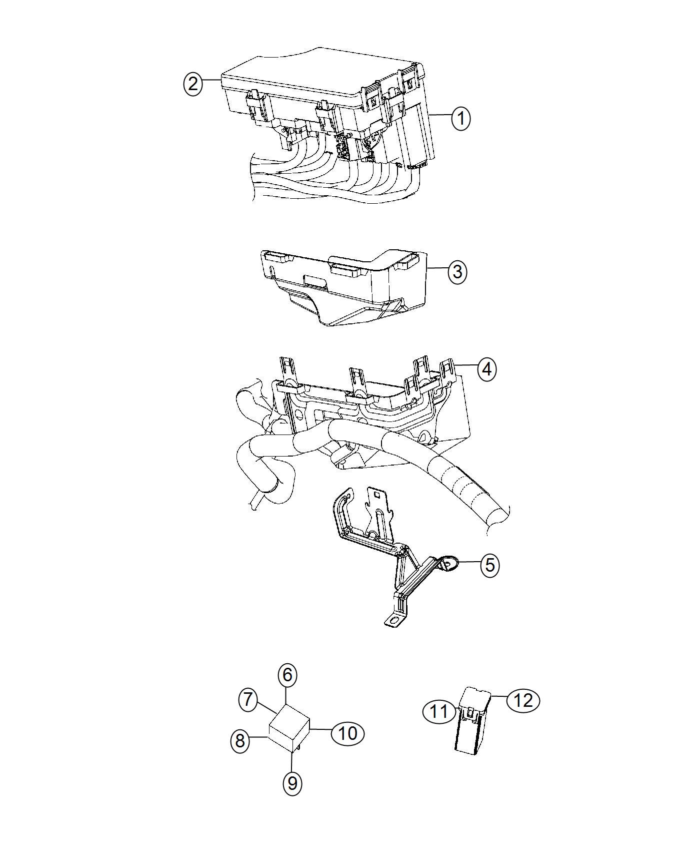 Diagram TIPM, Attaching and Component Parts. for your 2014 Chrysler 200 3.6L V6 Convertible Limited 