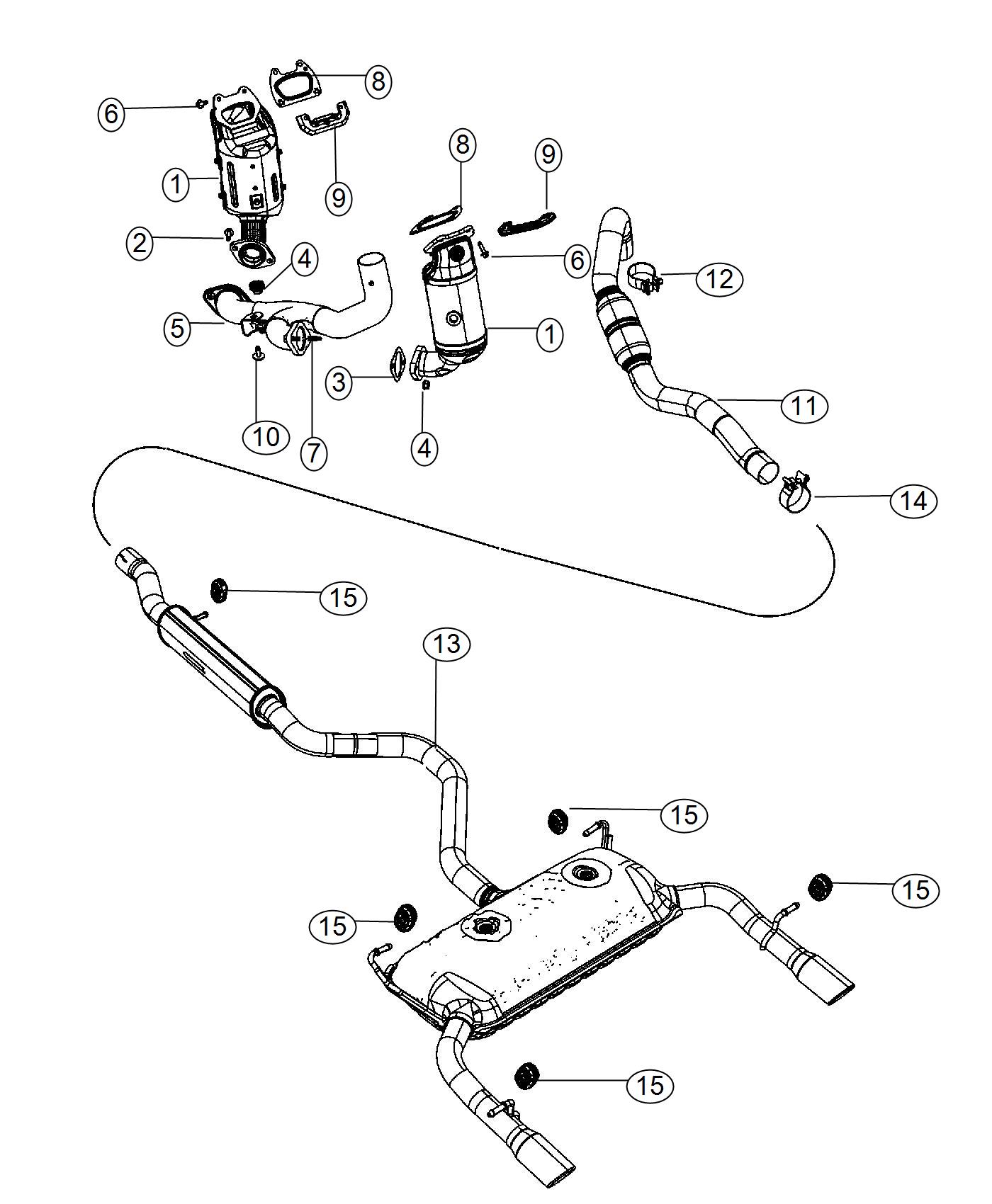 Diagram Exhaust System 3.6L [3.6L V6 24V VVT Engine]. for your 2012 Dodge Grand Caravan   