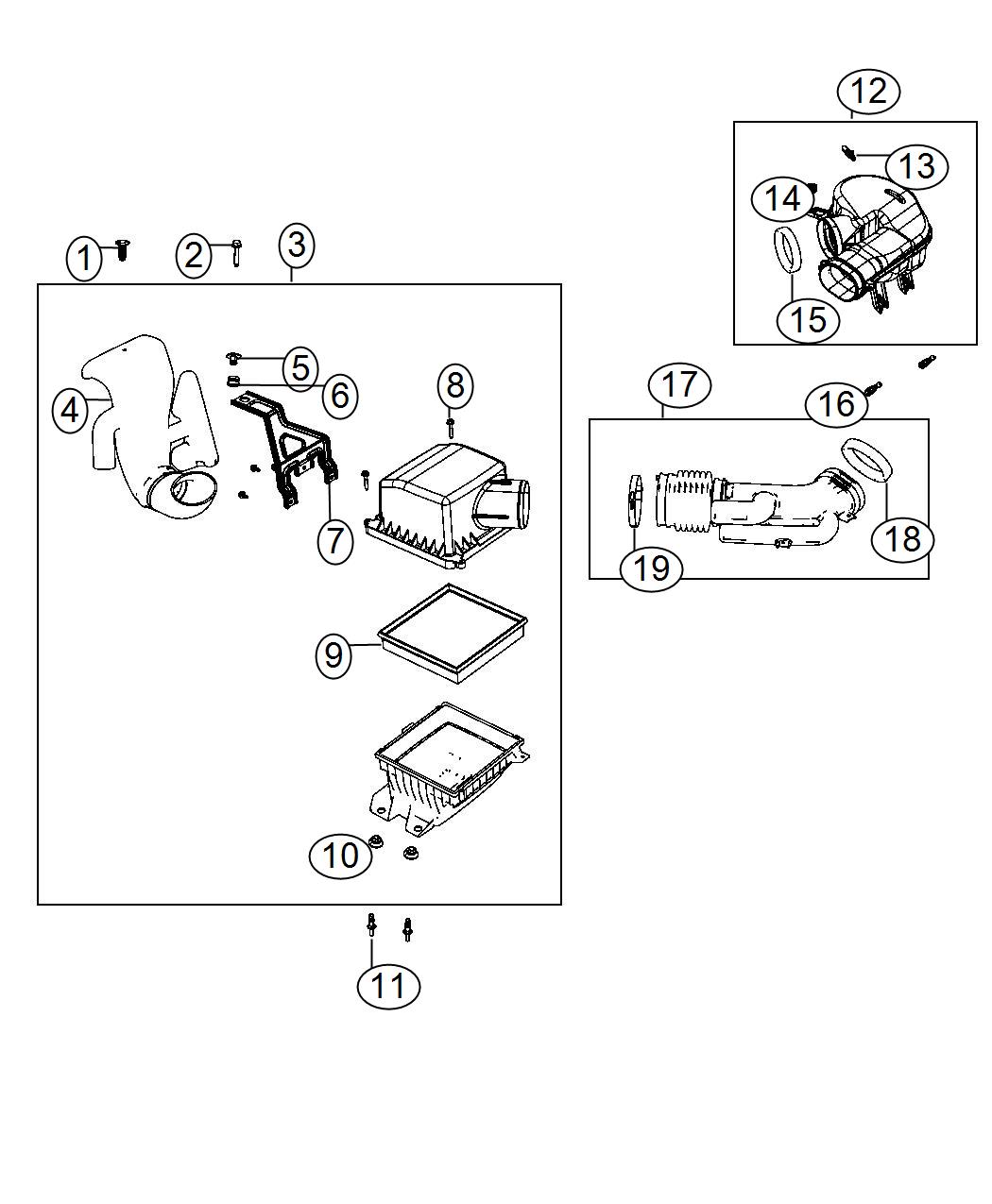 Diagram Air Cleaner, 3.6L [3.6L V6 24V VVT Engine]. for your Chrysler