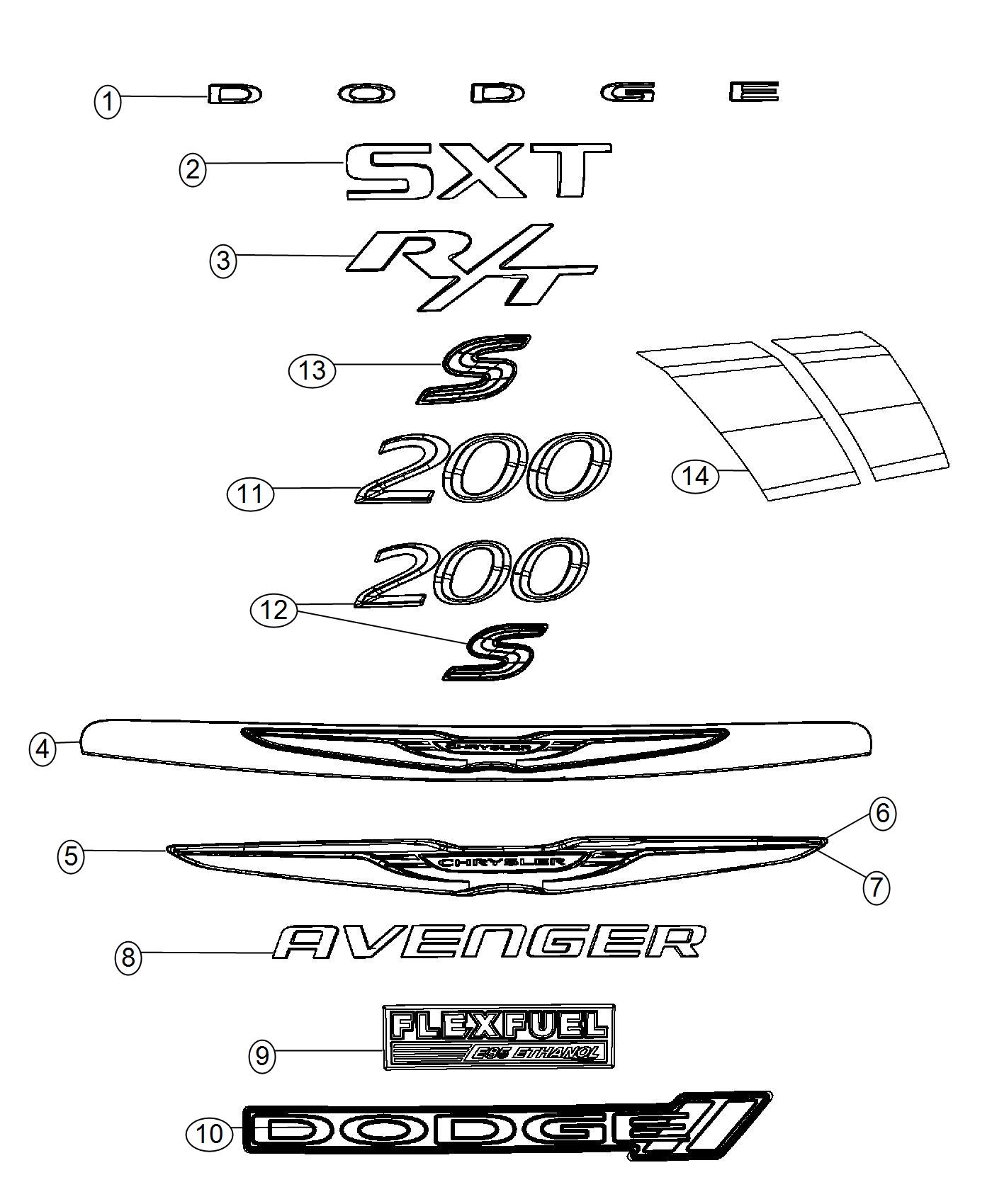 Diagram Nameplates, Emblems, Medallions and Decals. for your Chrysler